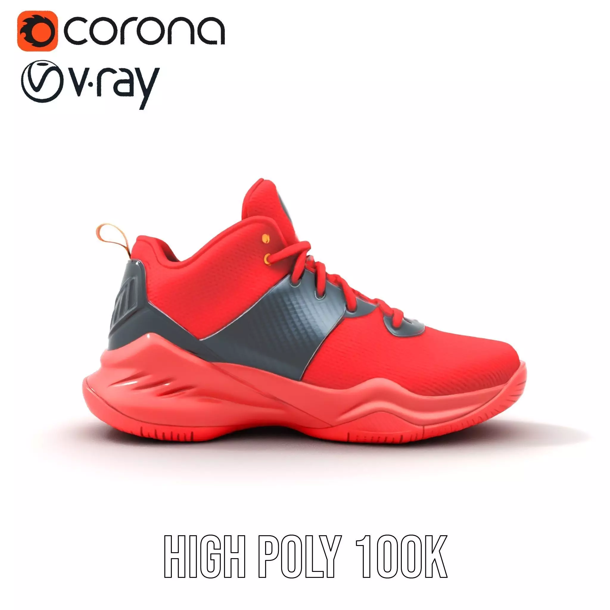Vivid Red Sneaker model pack Low-poly 3D model_26