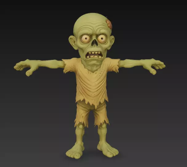 Cartoon Zombie 3D model rig 3D model_1