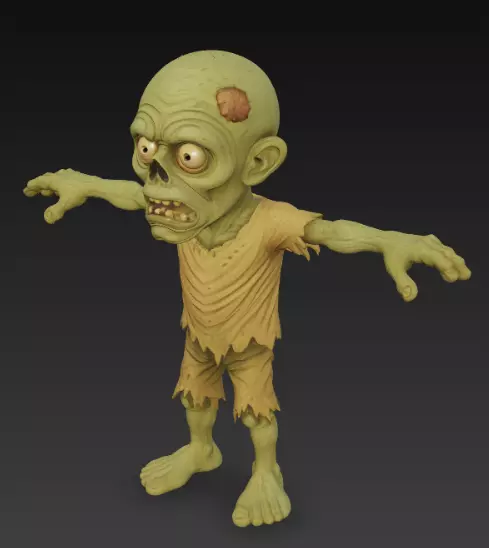 Cartoon Zombie 3D model rig 3D model_2