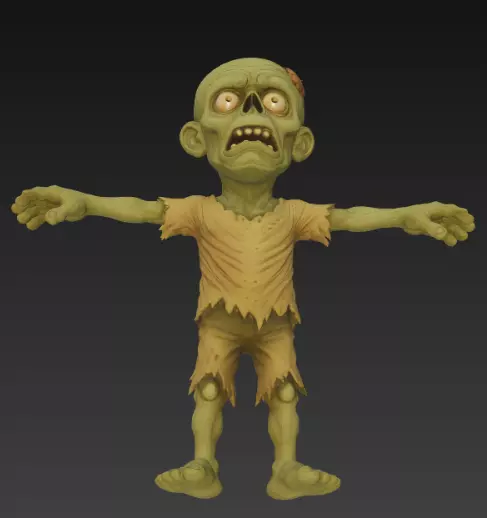 Cartoon Zombie 3D model rig 3D model_3