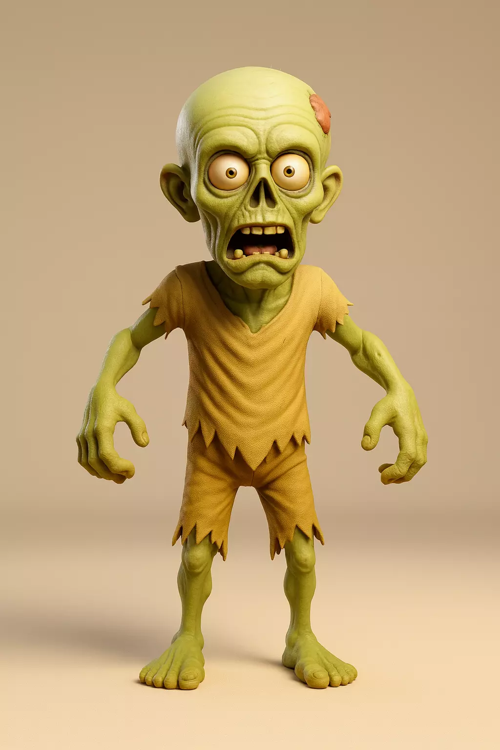 Cartoon Zombie 3D model rig 3D model_0