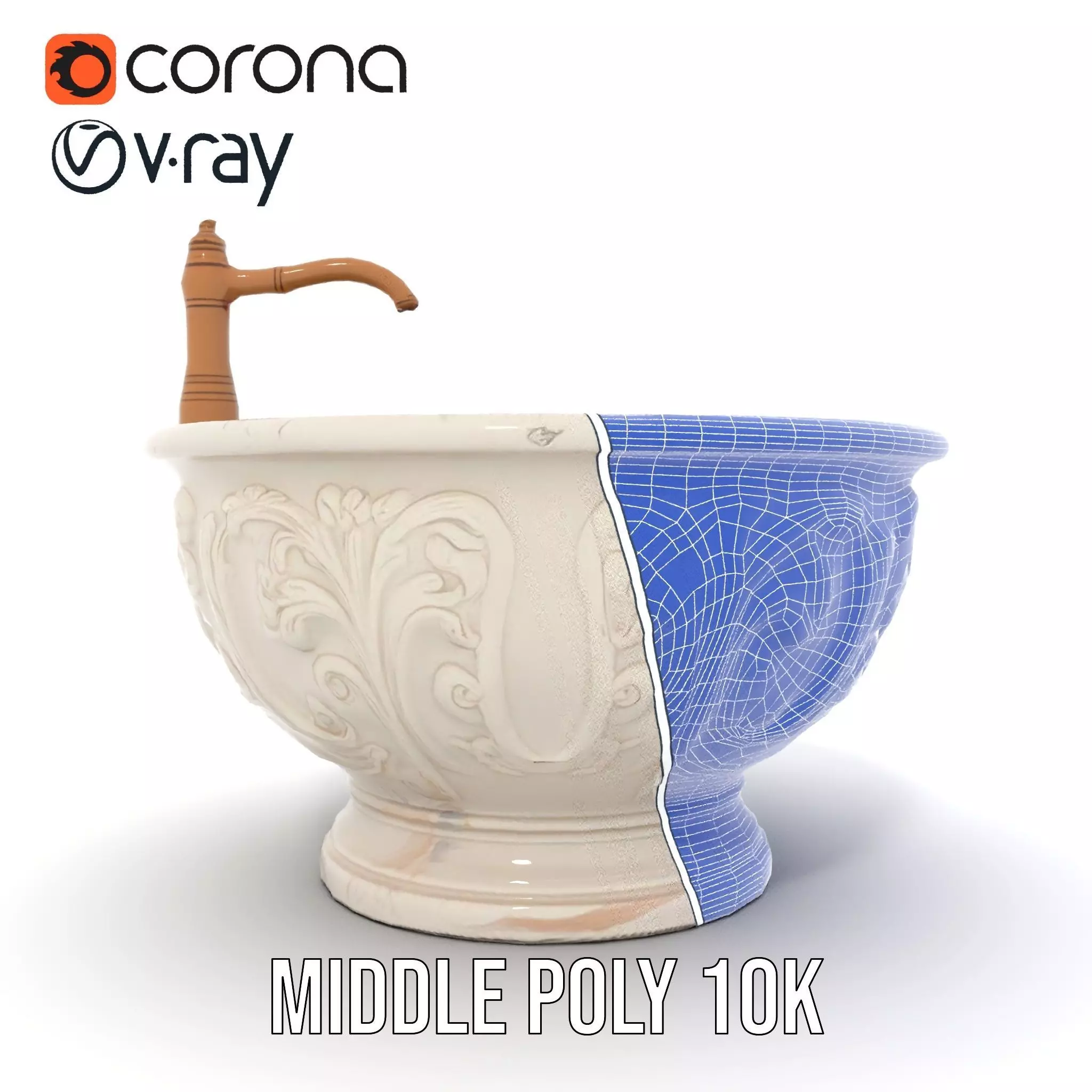 Elegant Marble Basin model pack Low-poly 3D model_30