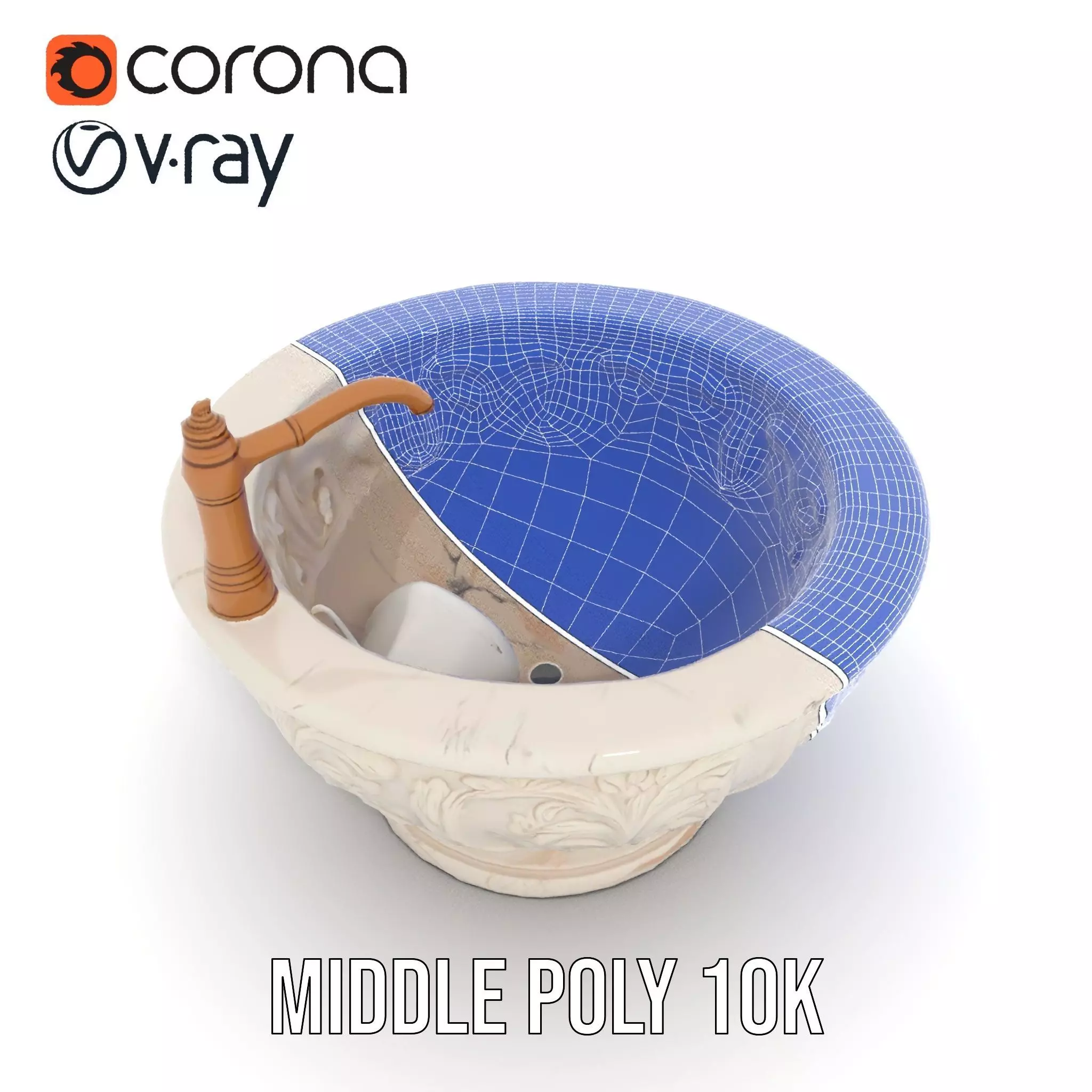Elegant Marble Basin model pack Low-poly 3D model_13