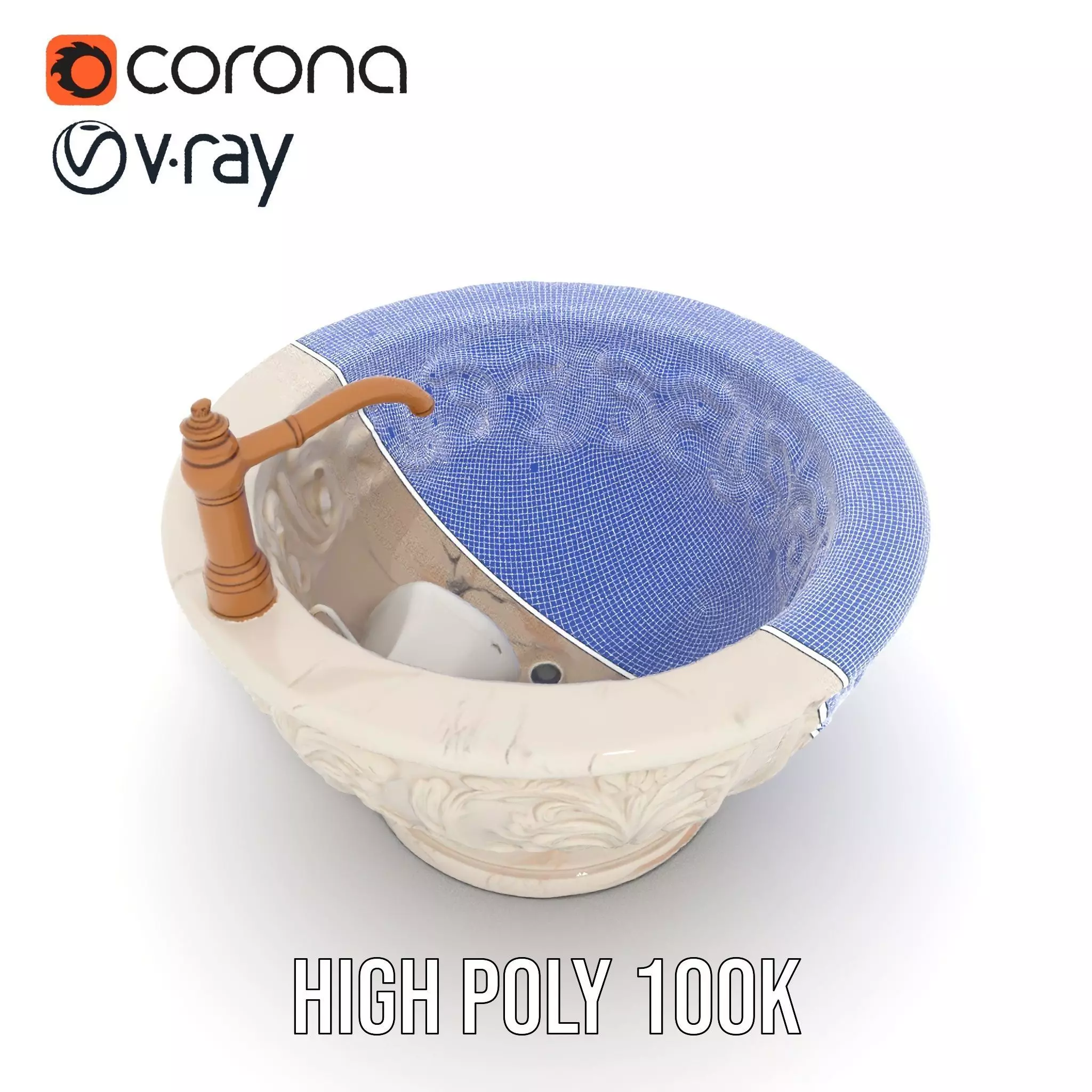 Elegant Marble Basin model pack Low-poly 3D model_33
