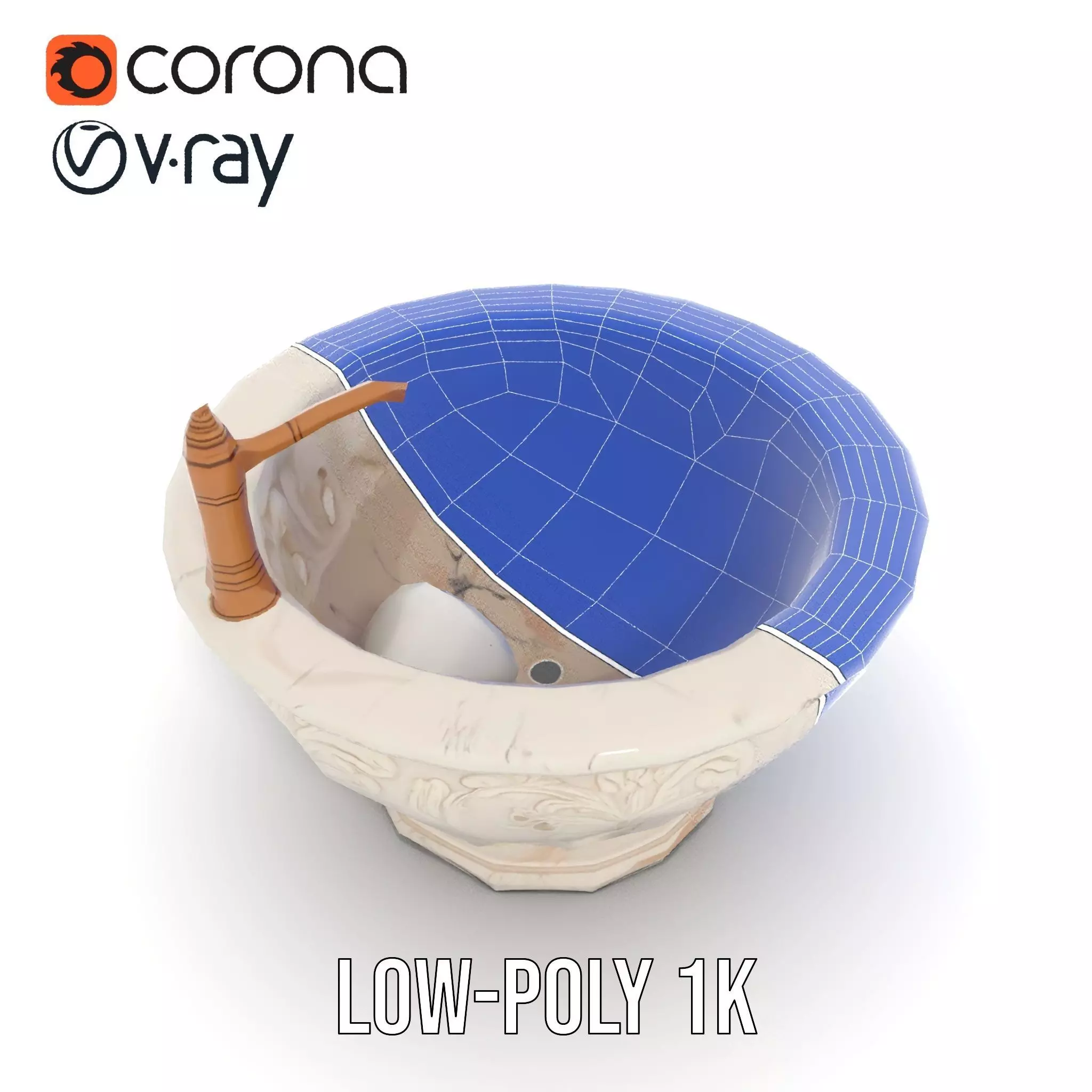 Elegant Marble Basin model pack Low-poly 3D model_19