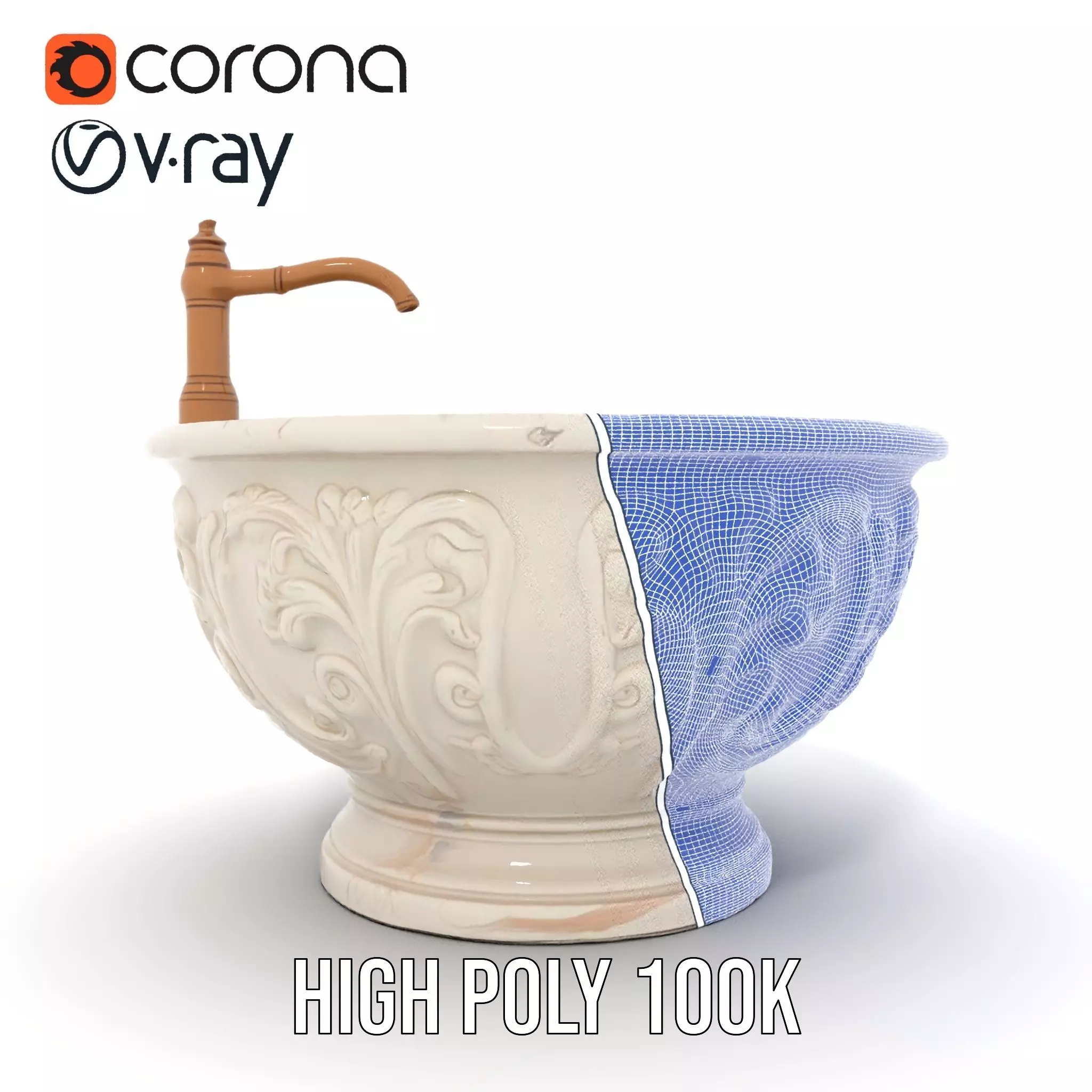 Elegant Marble Basin model pack Low-poly 3D model_34