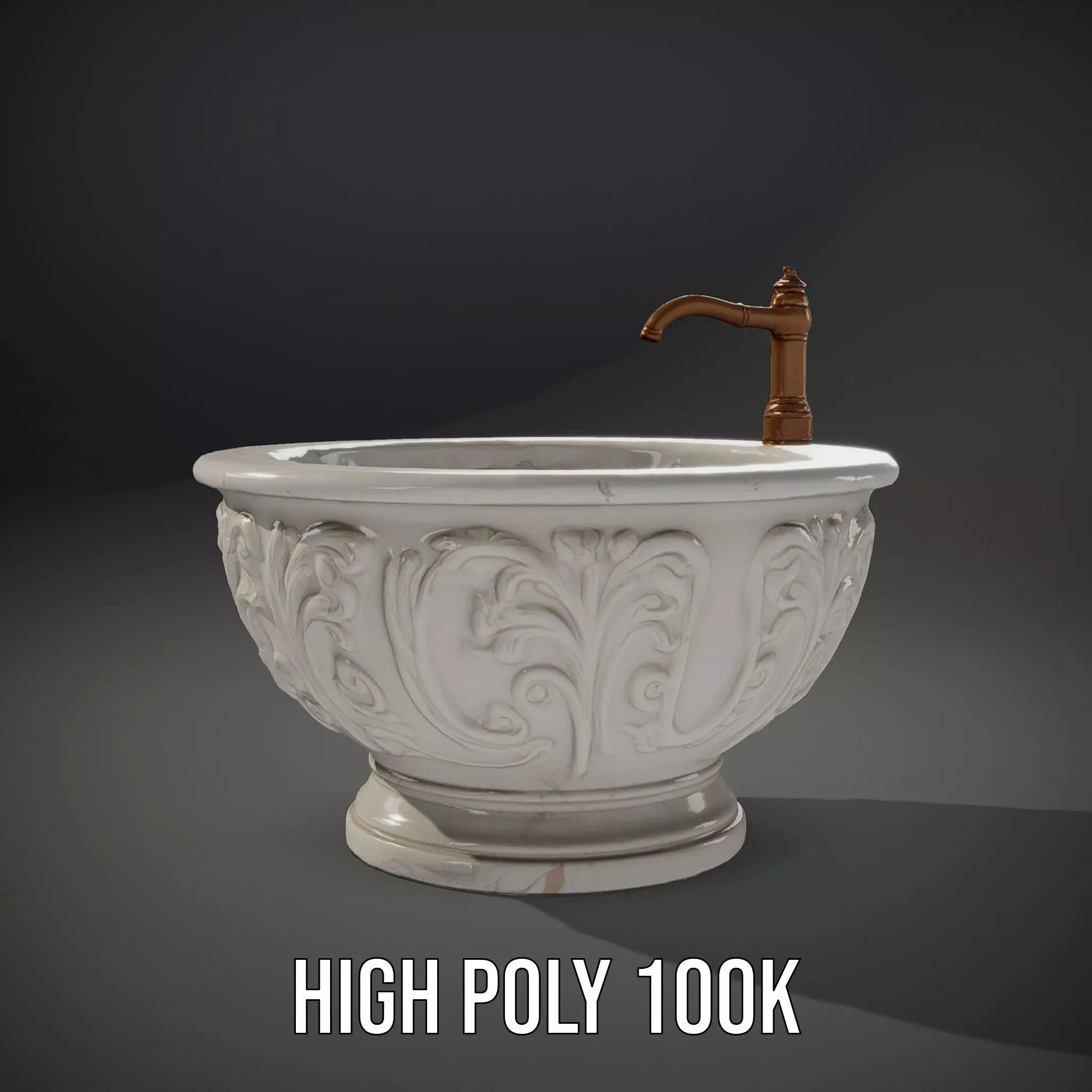 Elegant Marble Basin model pack Low-poly 3D model_10