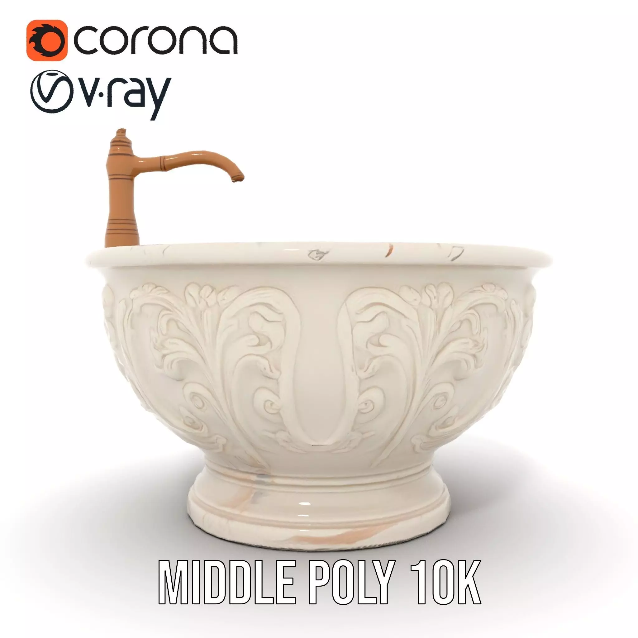 Elegant Marble Basin model pack Low-poly 3D model_15
