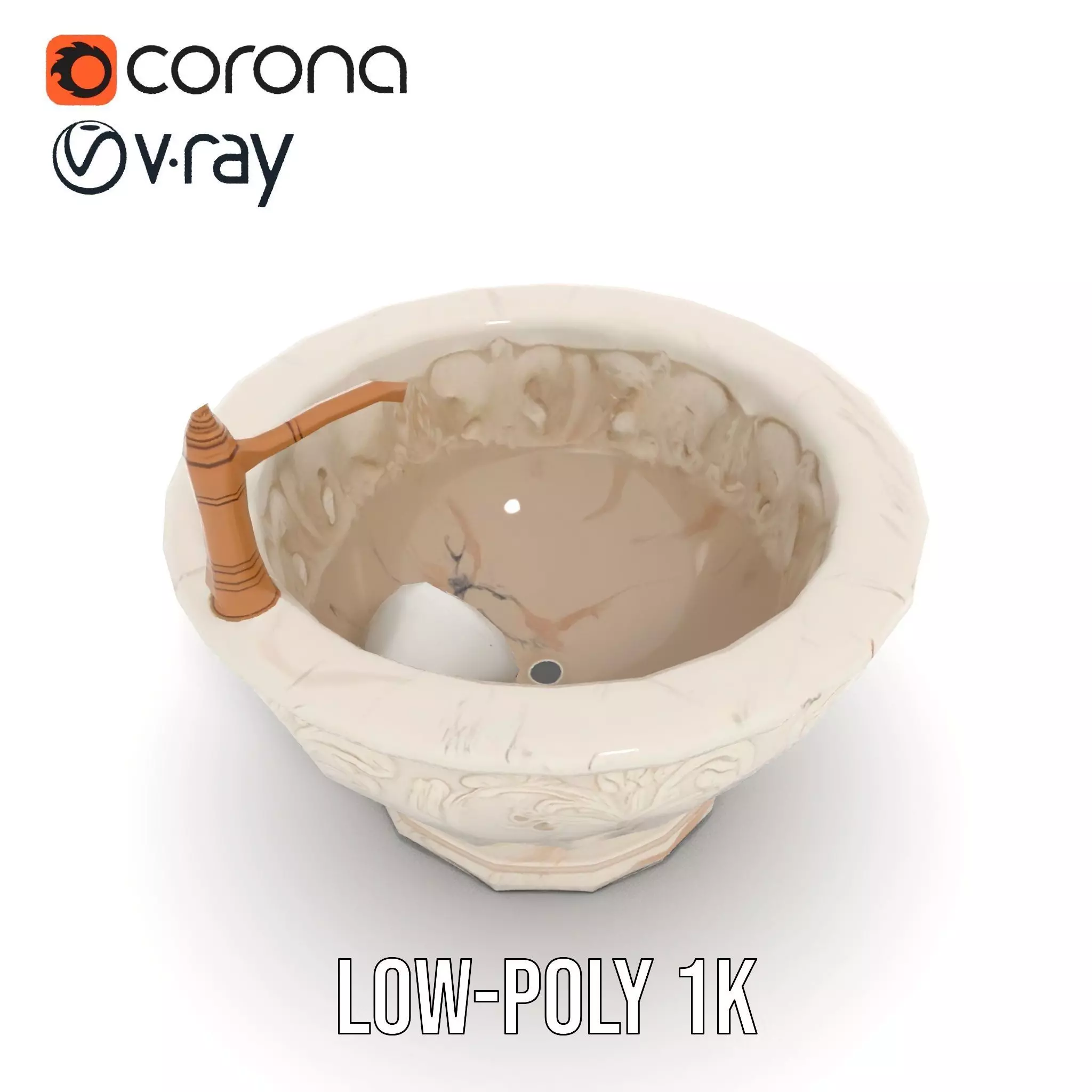 Elegant Marble Basin model pack Low-poly 3D model_7