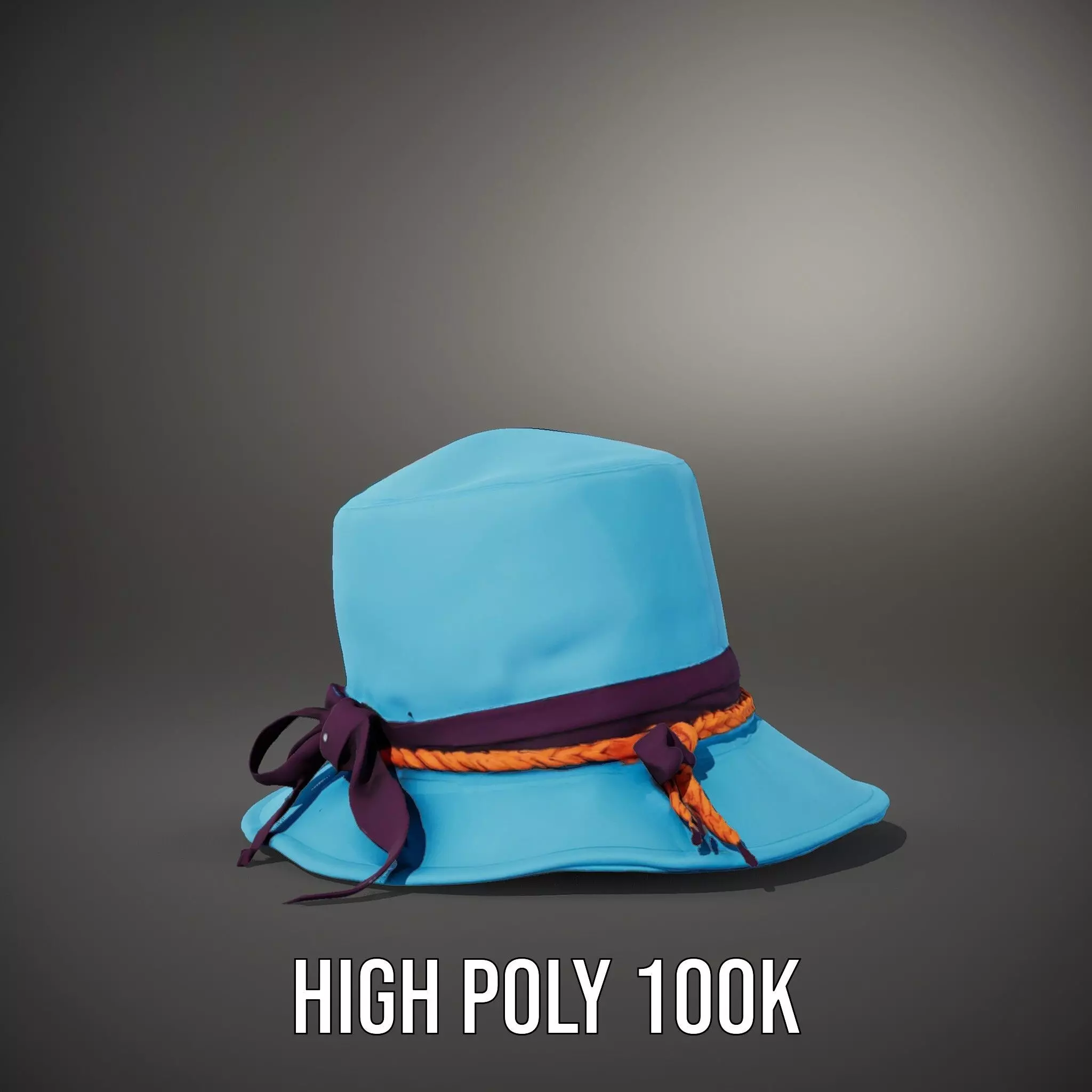 Azure Ribbon Hat model pack Low-poly 3D model_10