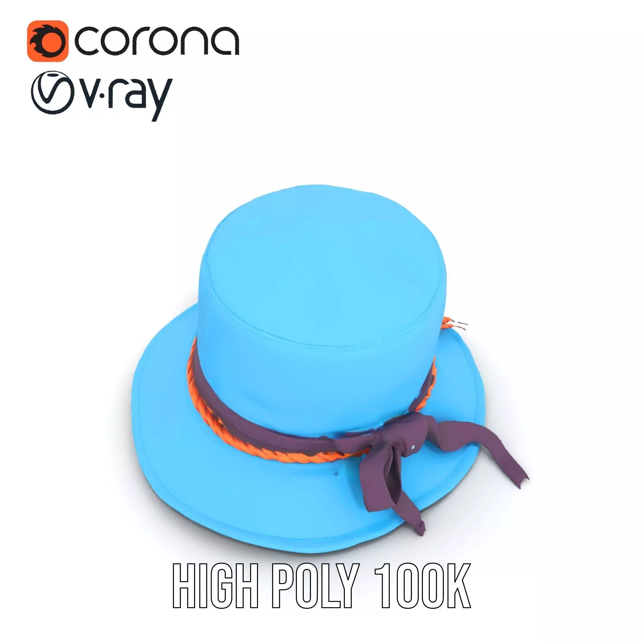 Azure Ribbon Hat model pack Low-poly 3D model_20