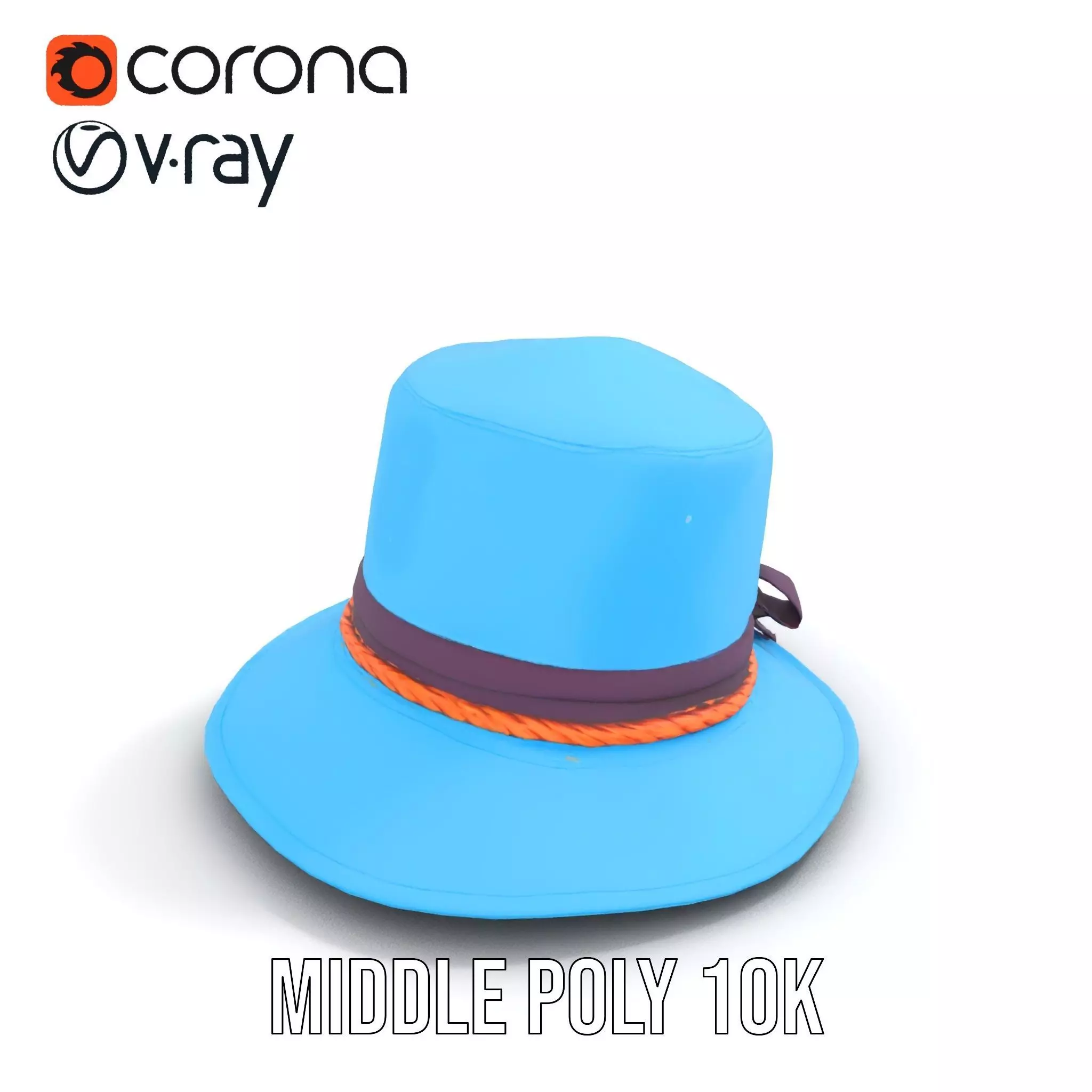 Azure Ribbon Hat model pack Low-poly 3D model_5