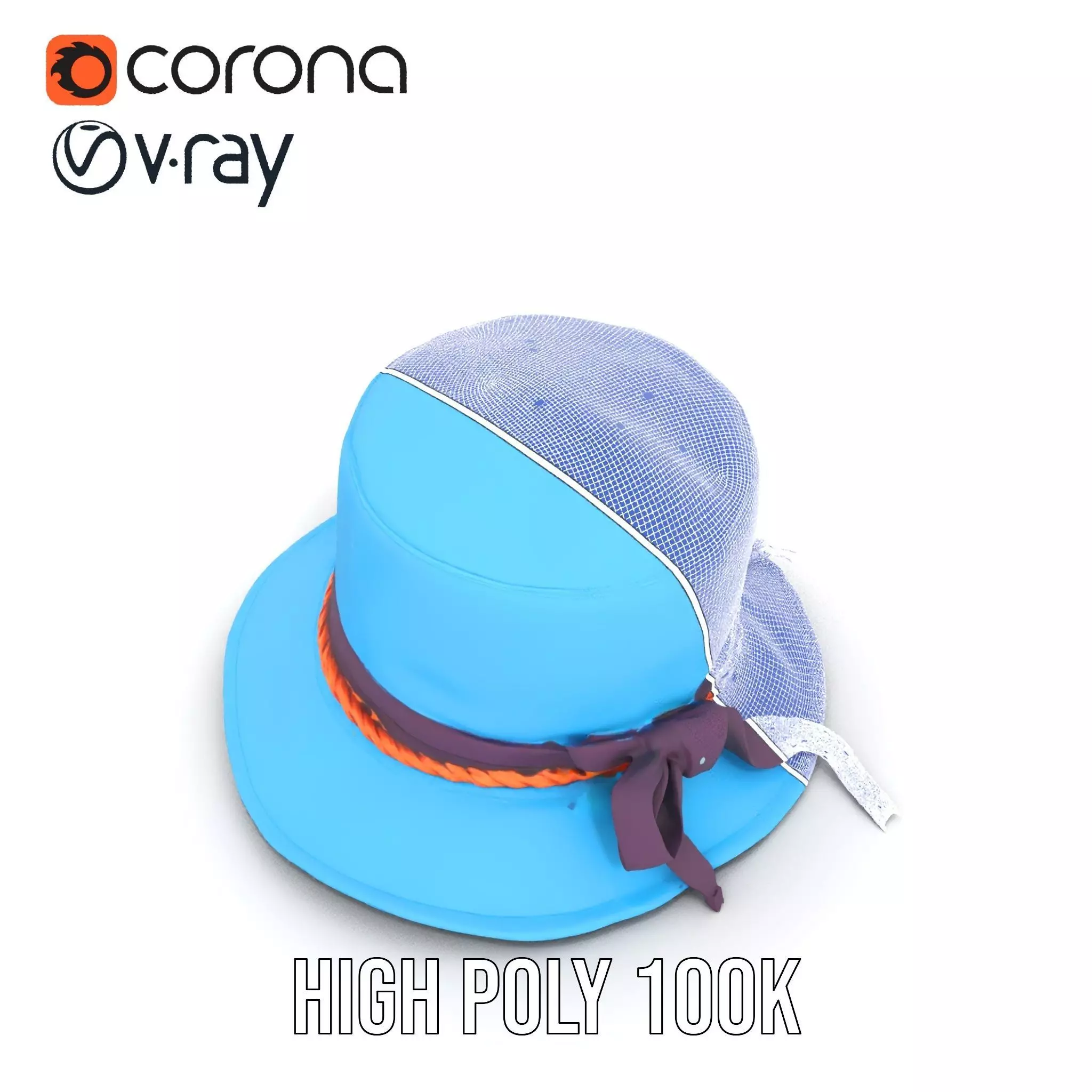 Azure Ribbon Hat model pack Low-poly 3D model_34