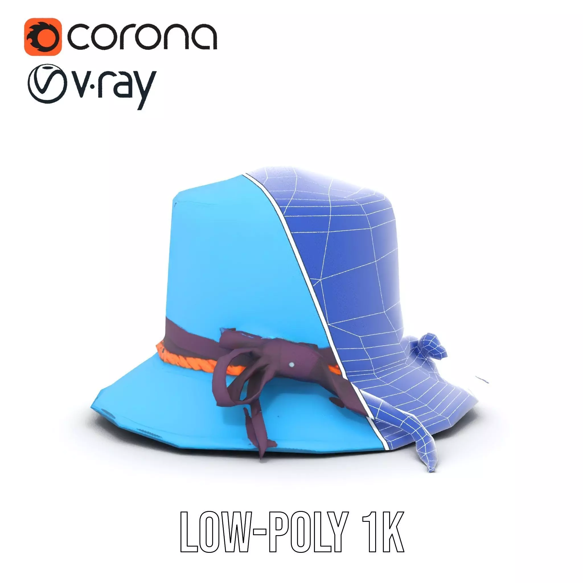 Azure Ribbon Hat model pack Low-poly 3D model_28