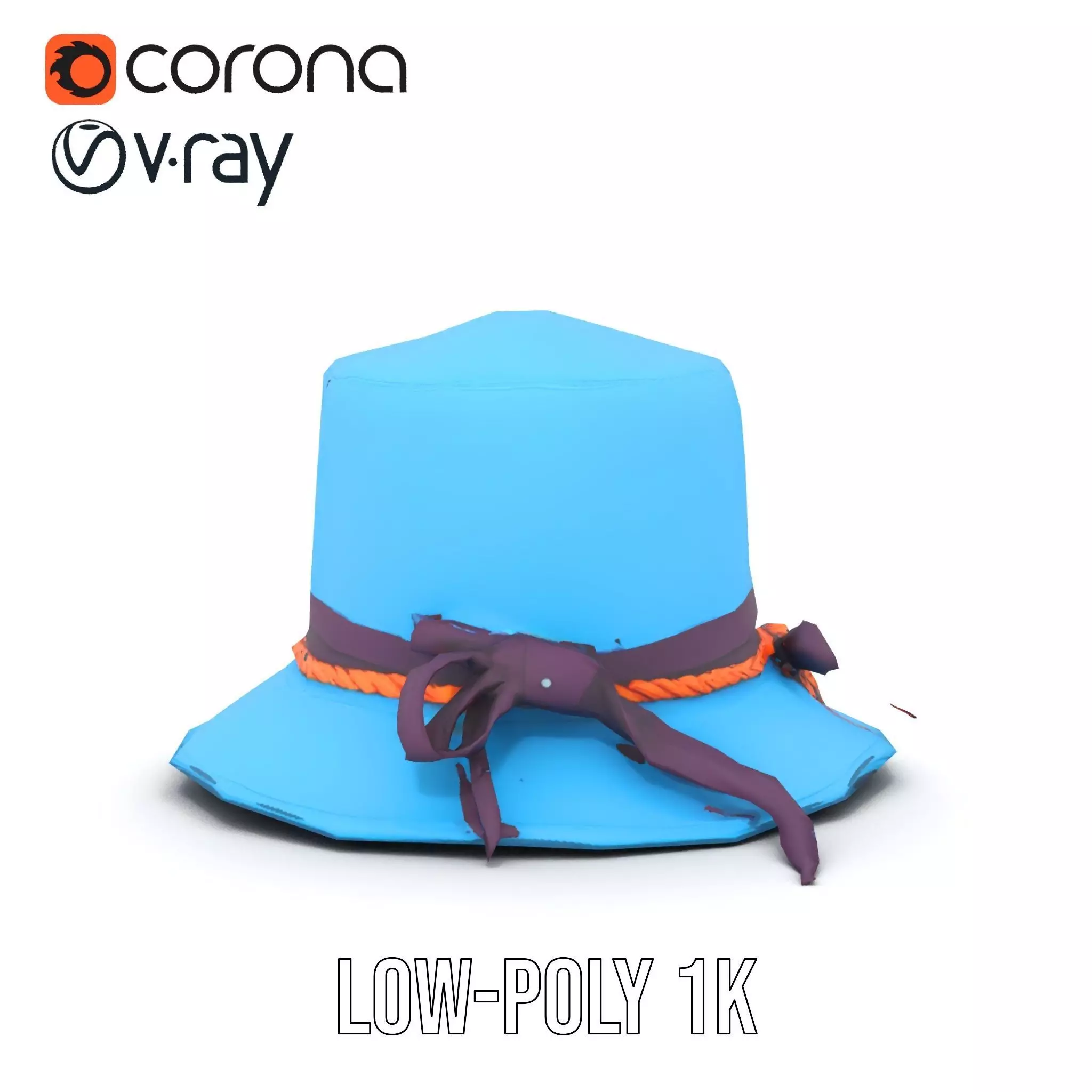 Azure Ribbon Hat model pack Low-poly 3D model_16