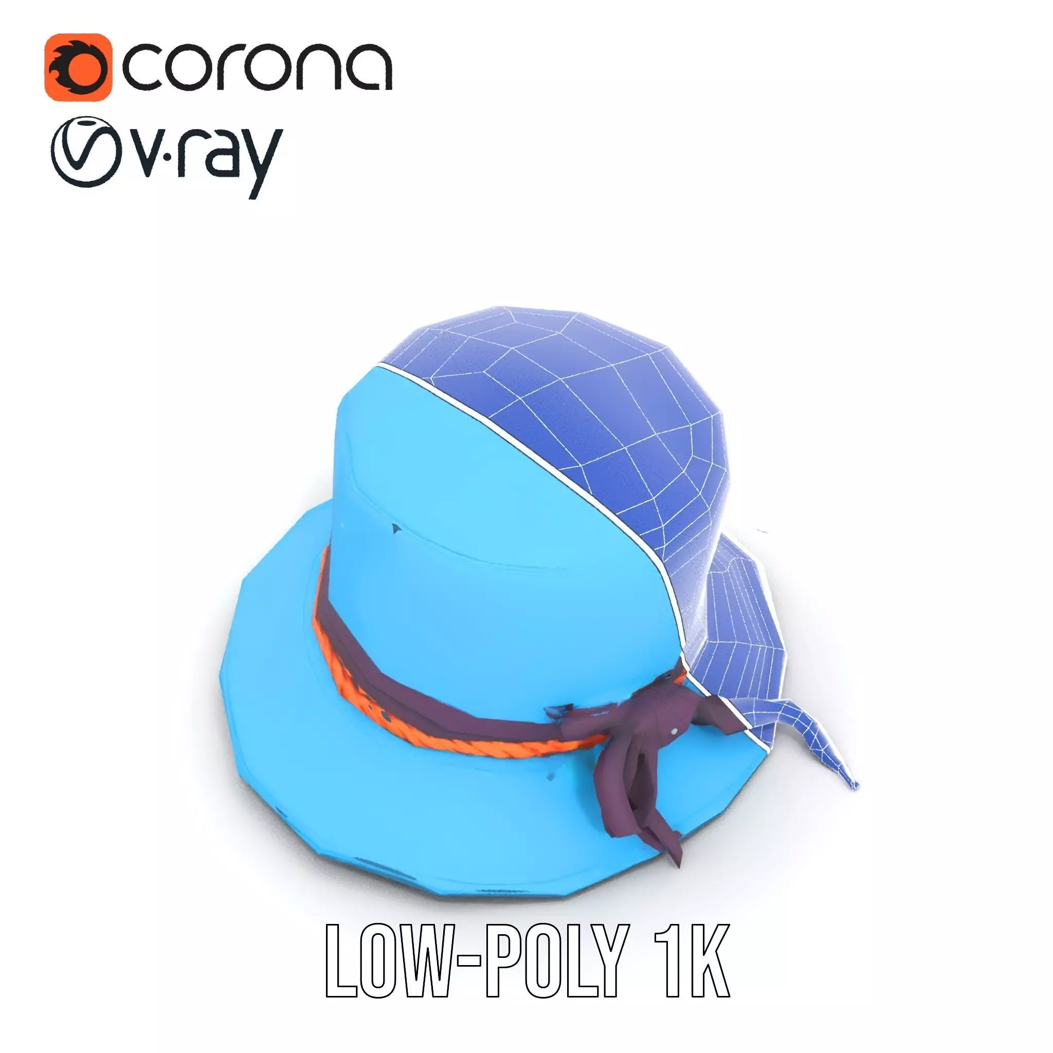 Azure Ribbon Hat model pack Low-poly 3D model_22