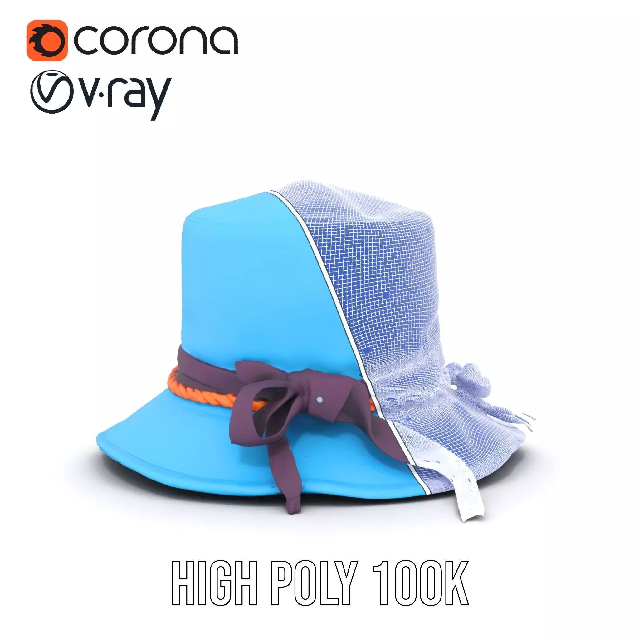 Azure Ribbon Hat model pack Low-poly 3D model_29