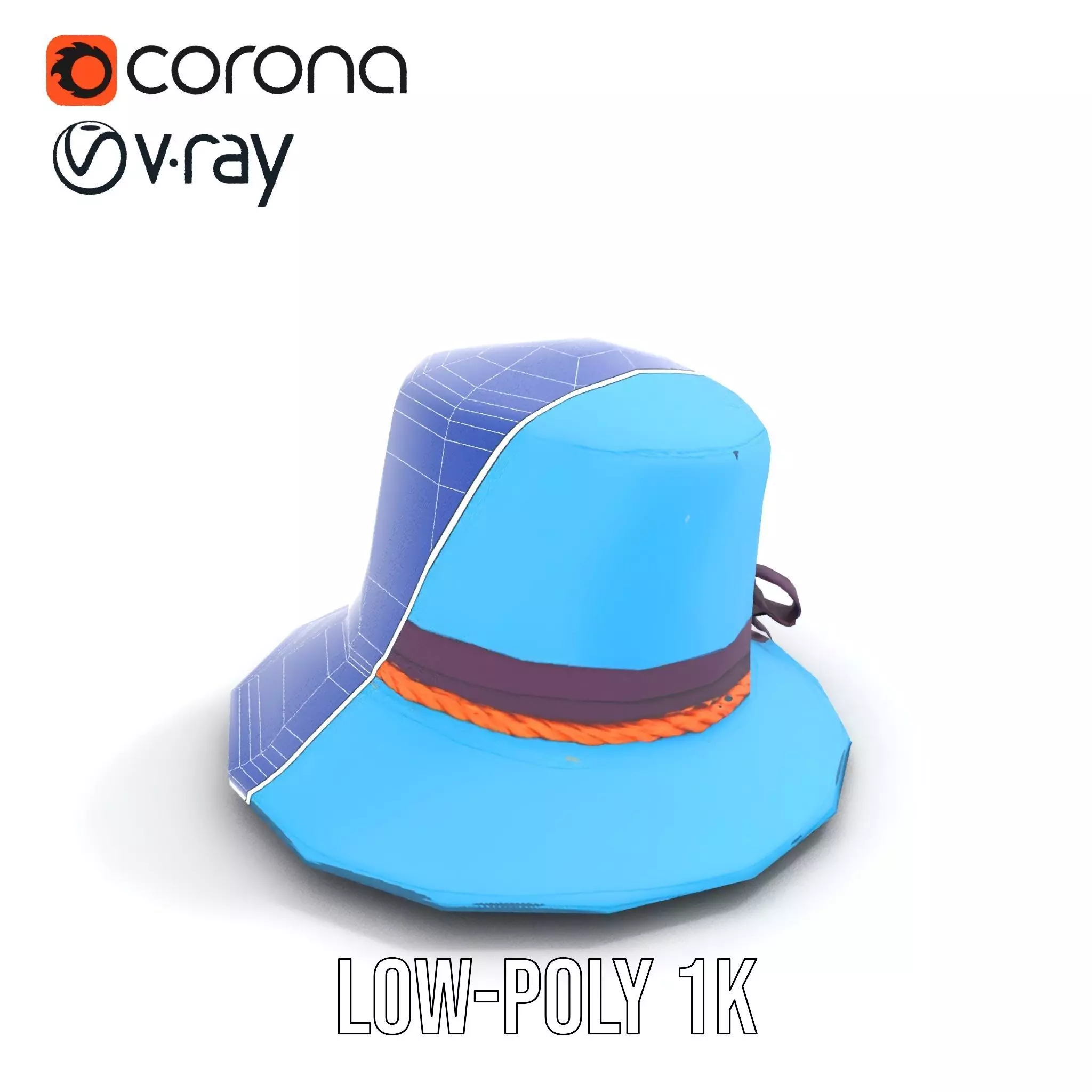 Azure Ribbon Hat model pack Low-poly 3D model_25