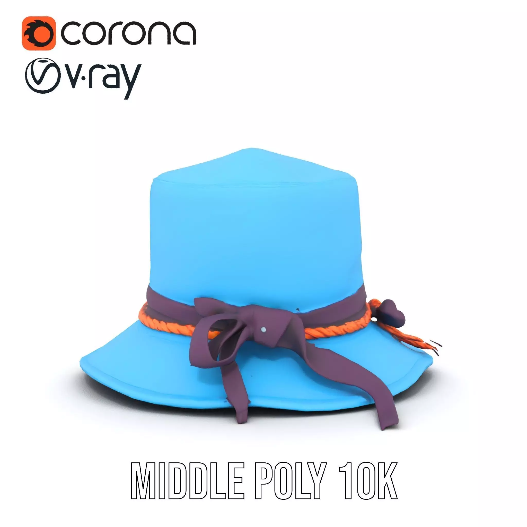Azure Ribbon Hat model pack Low-poly 3D model_11