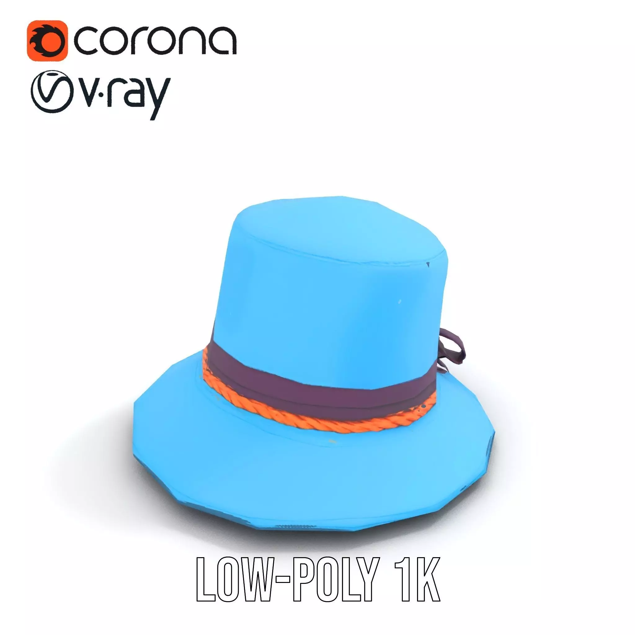 Azure Ribbon Hat model pack Low-poly 3D model_7
