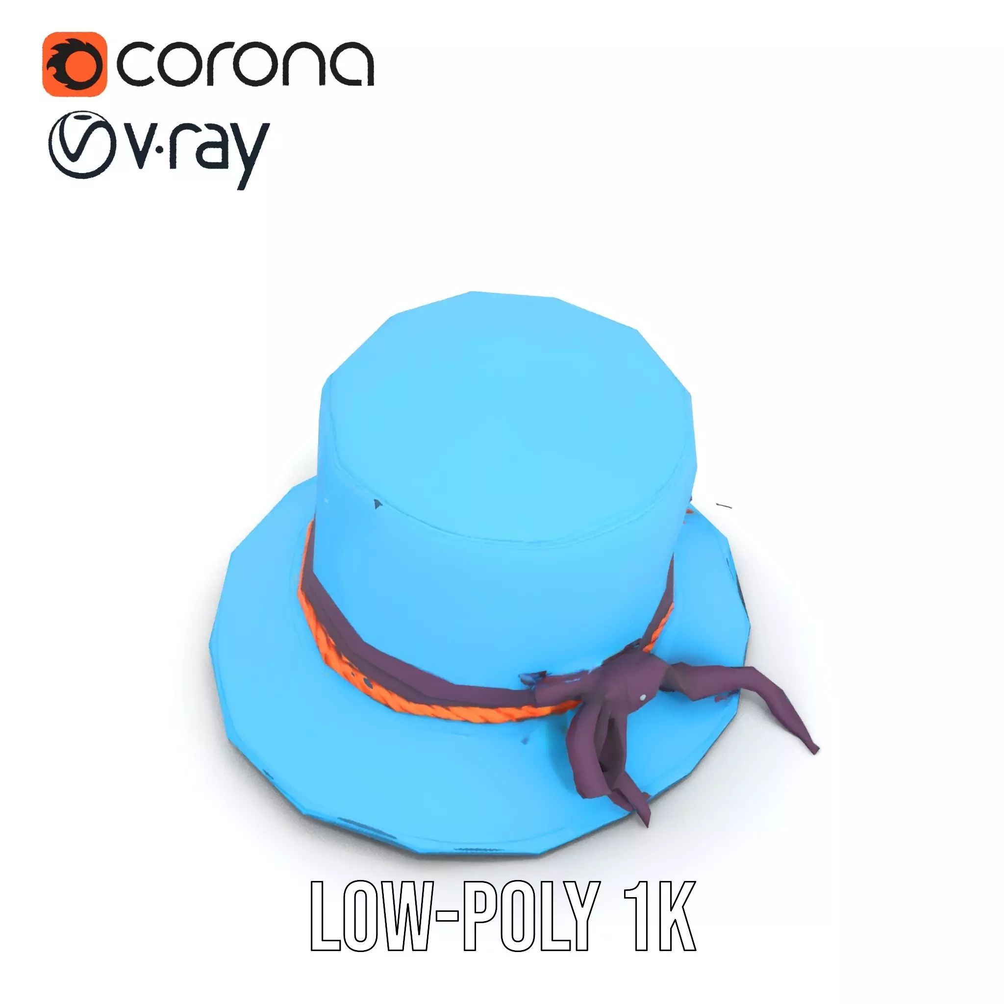 Azure Ribbon Hat model pack Low-poly 3D model_12