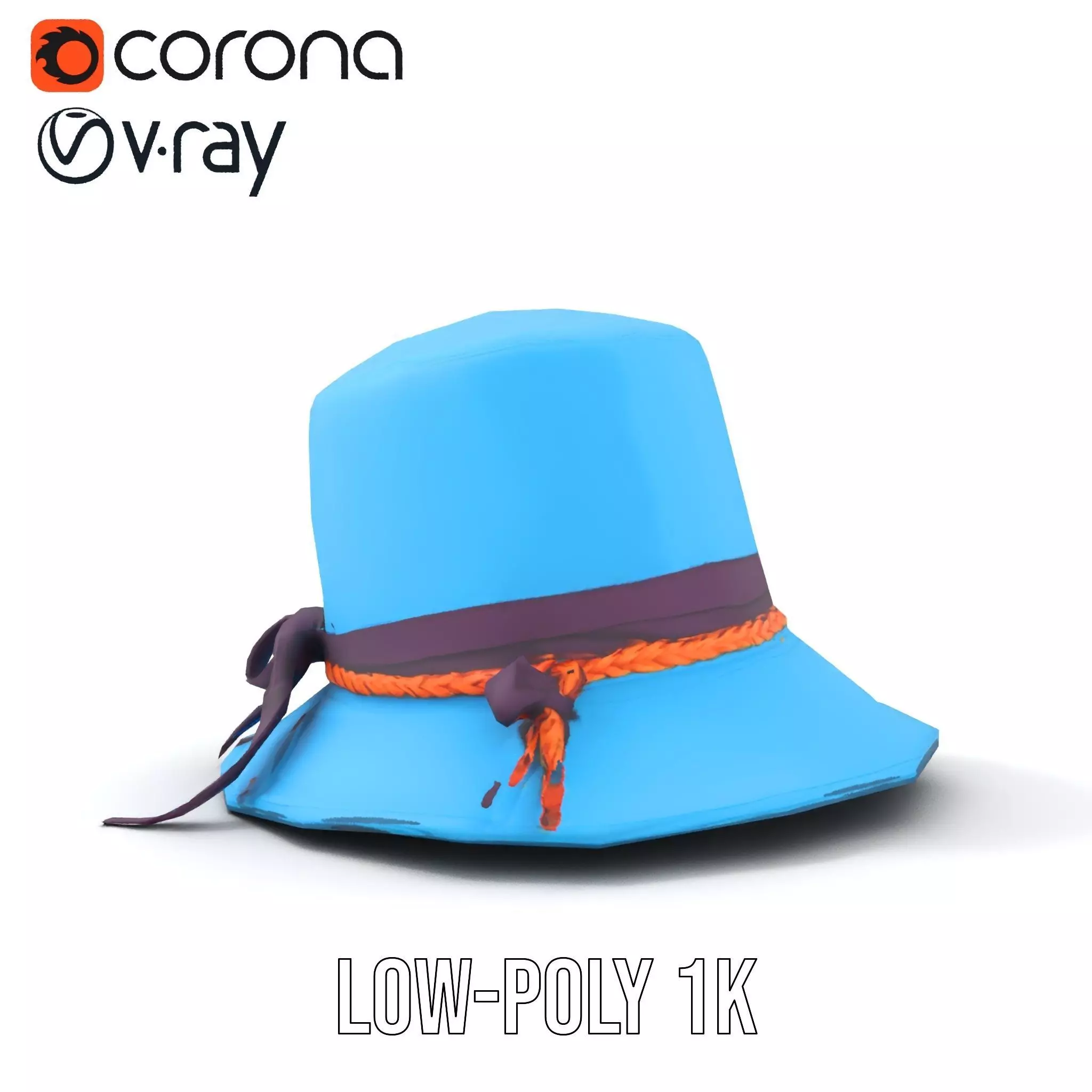 Azure Ribbon Hat model pack Low-poly 3D model_14