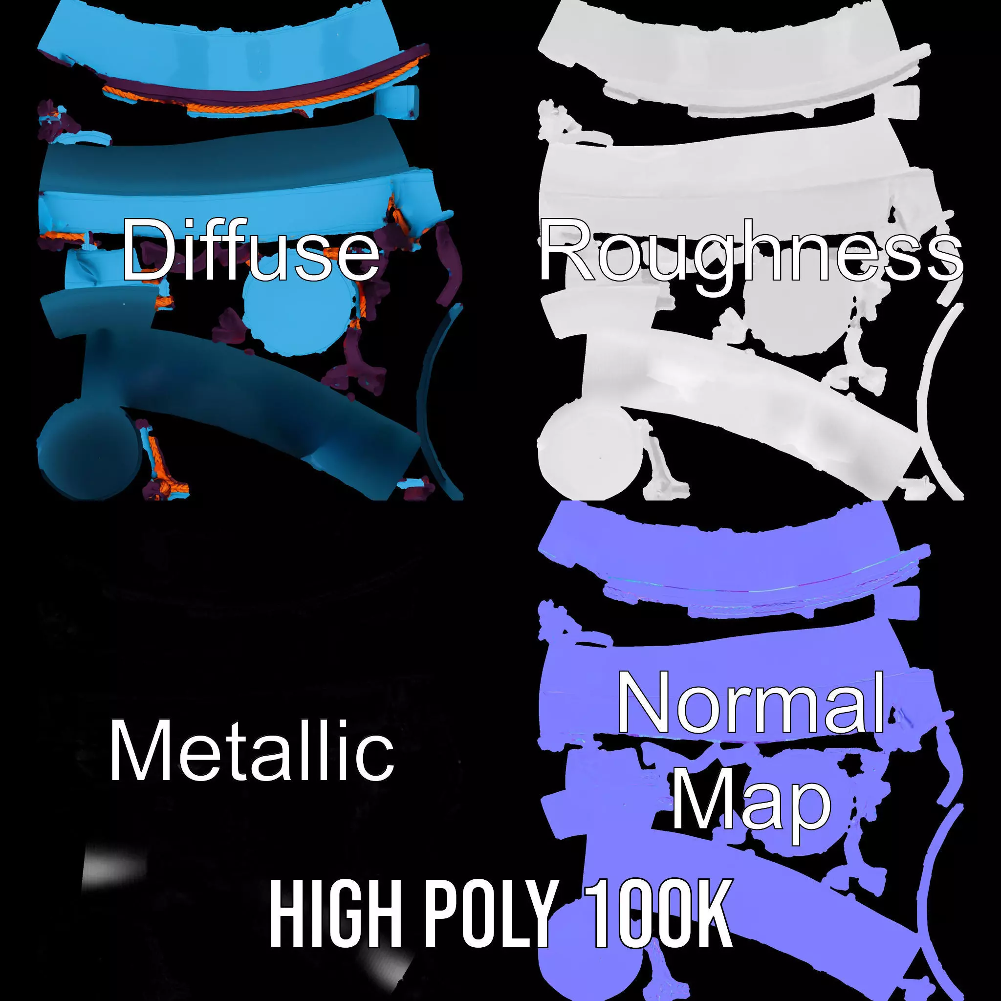 Azure Ribbon Hat model pack Low-poly 3D model_3