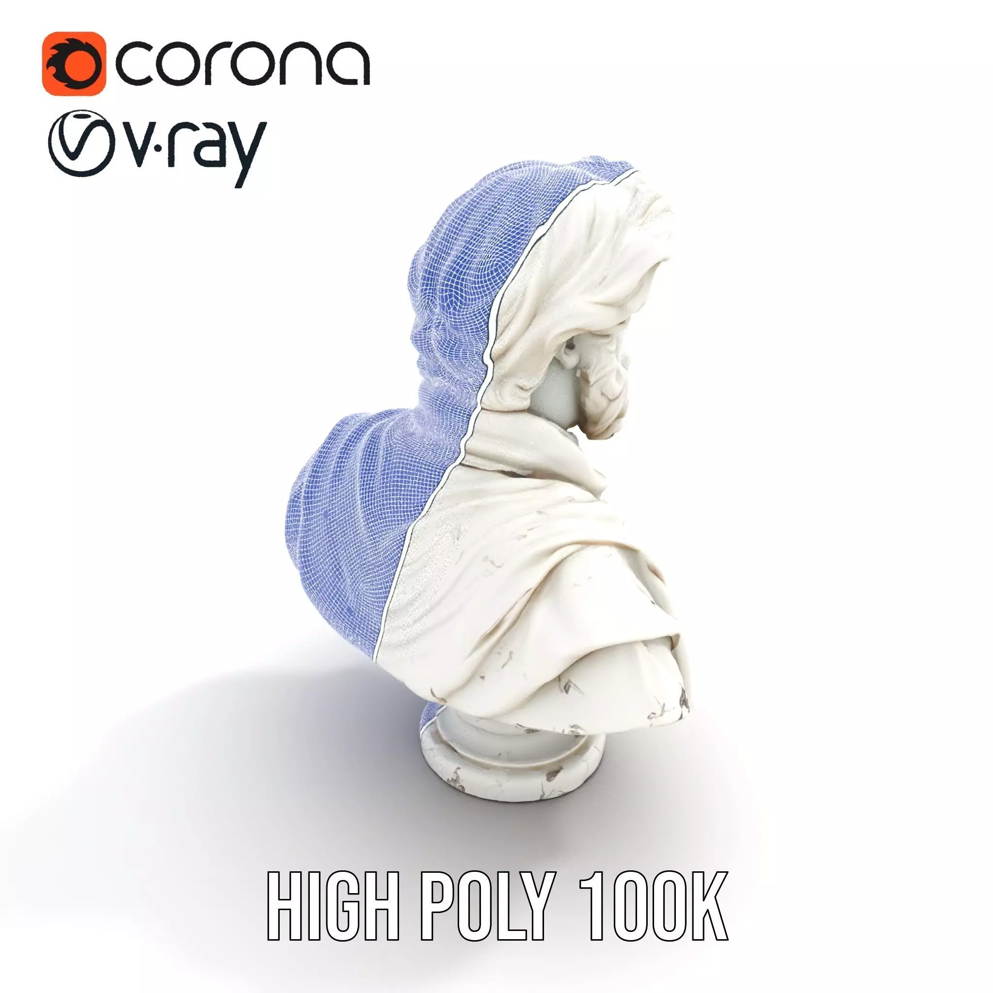 Elegant Marble Bust model pack Low-poly 3D model_23