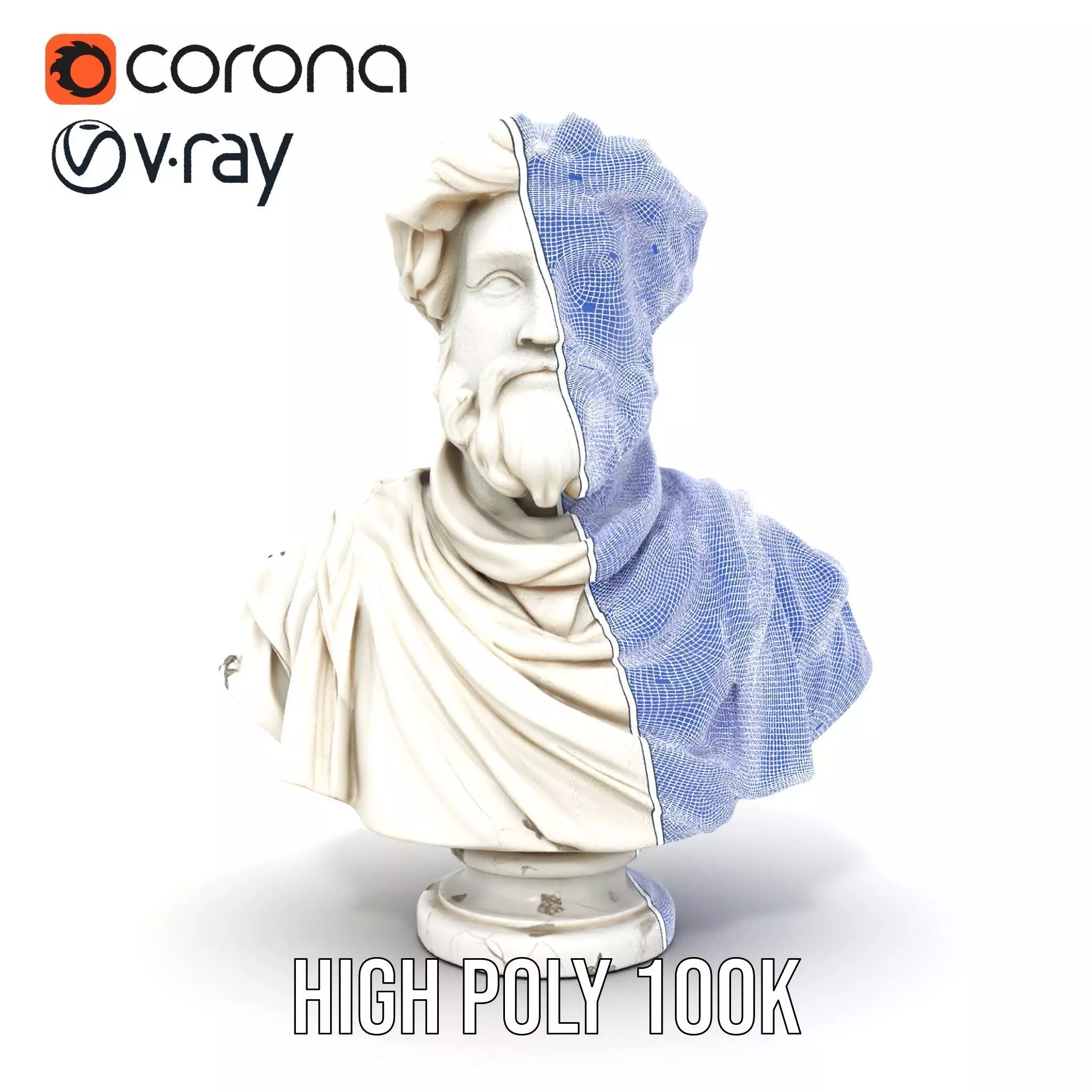 Elegant Marble Bust model pack Low-poly 3D model_33
