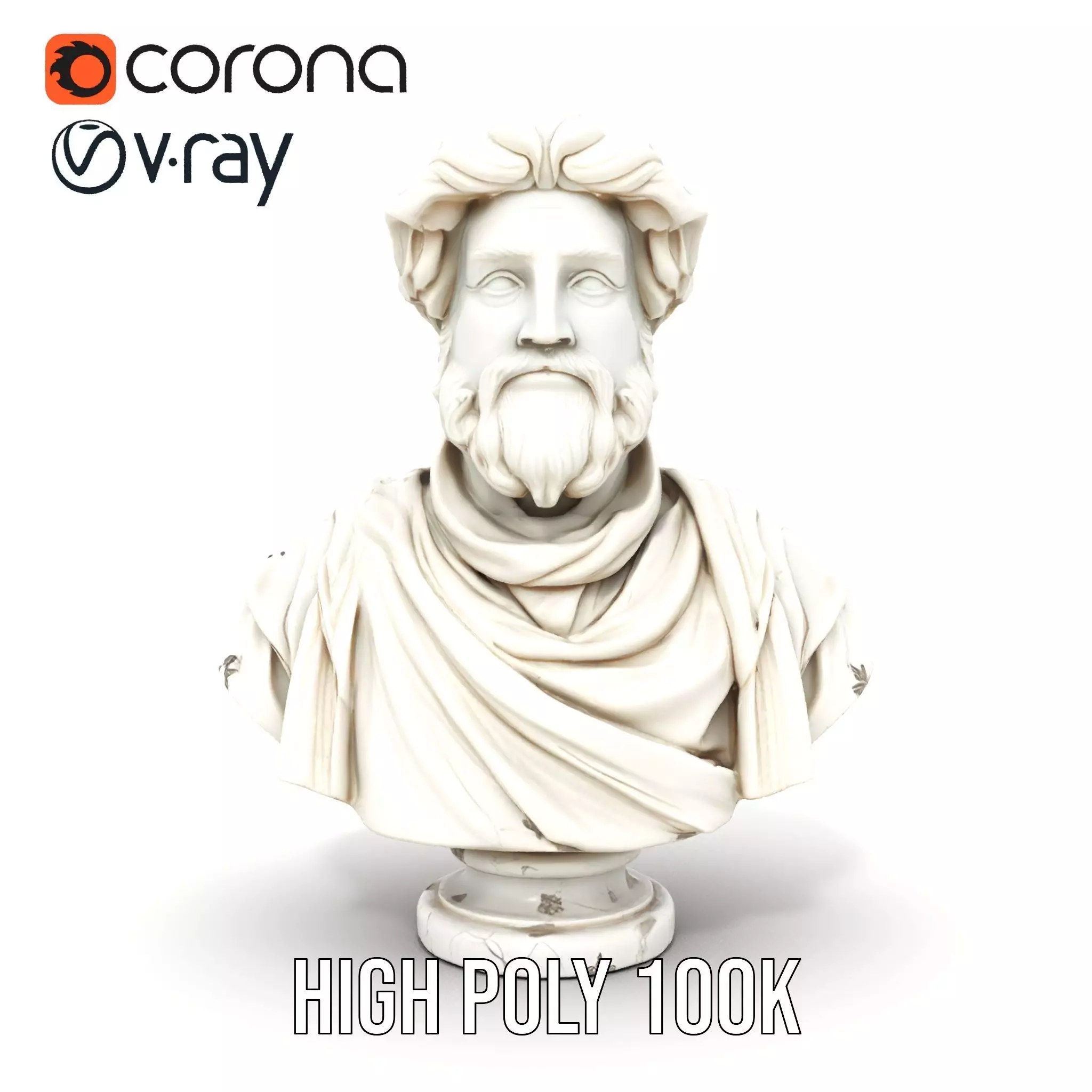 Elegant Marble Bust model pack Low-poly 3D model_34