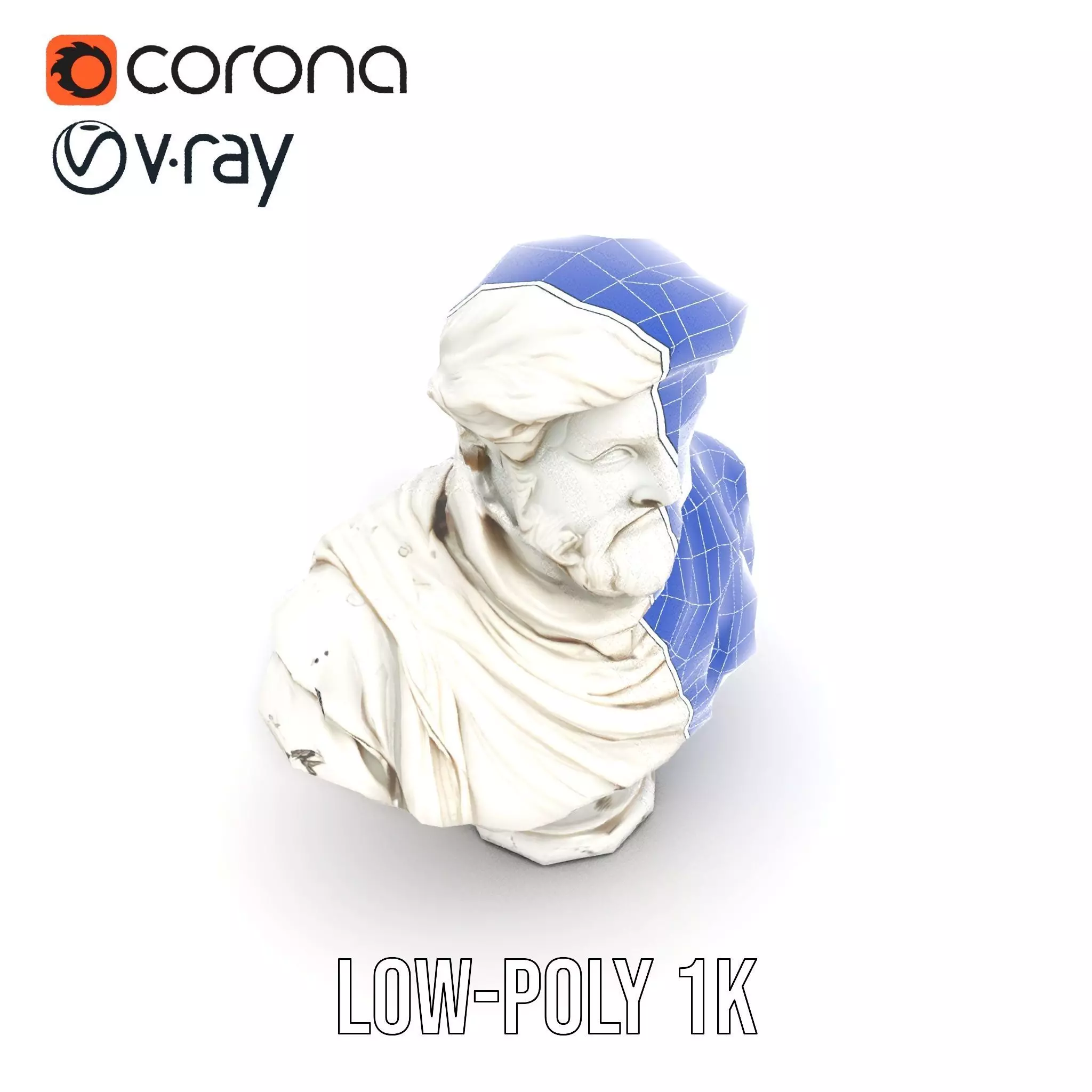 Elegant Marble Bust model pack Low-poly 3D model_12