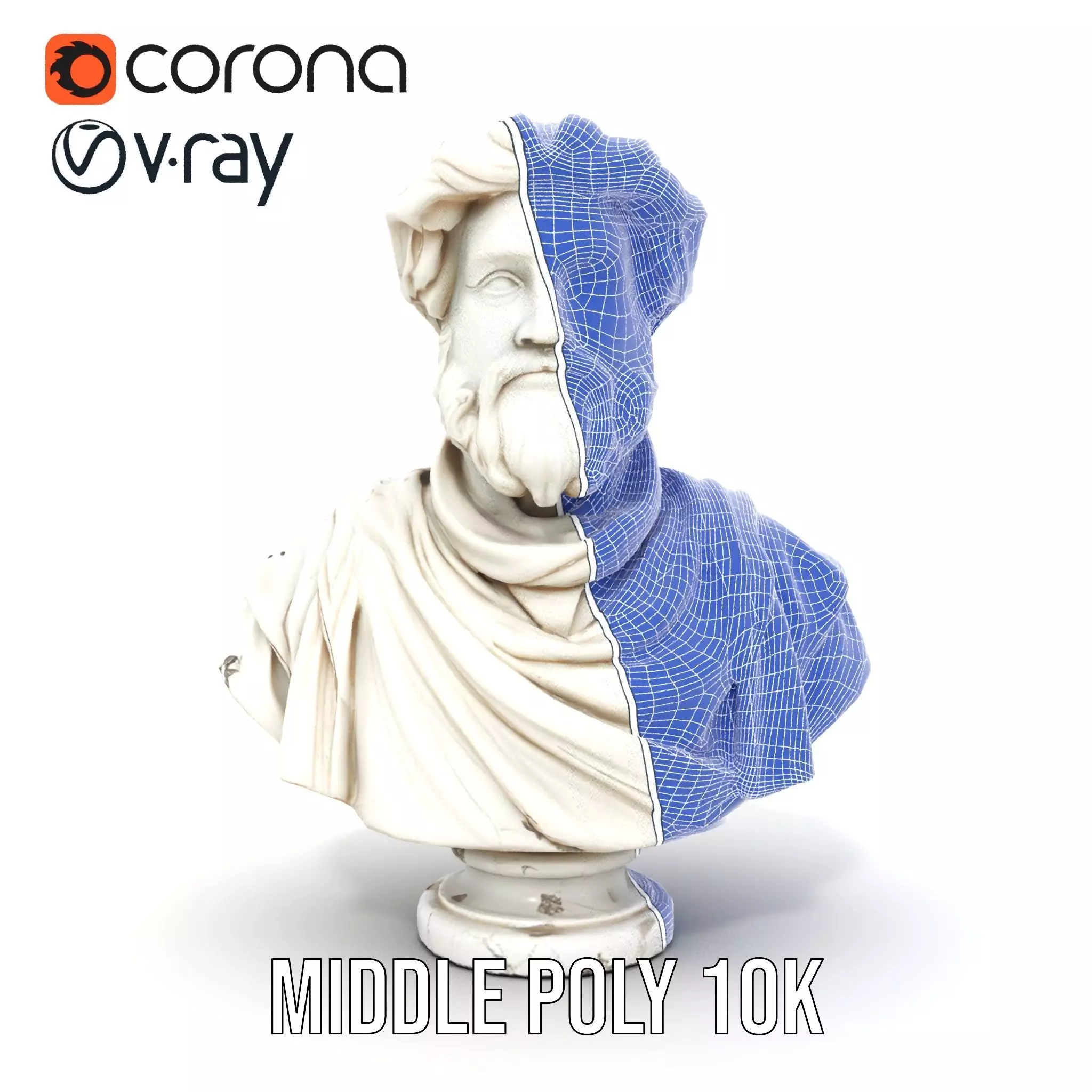 Elegant Marble Bust model pack Low-poly 3D model_15