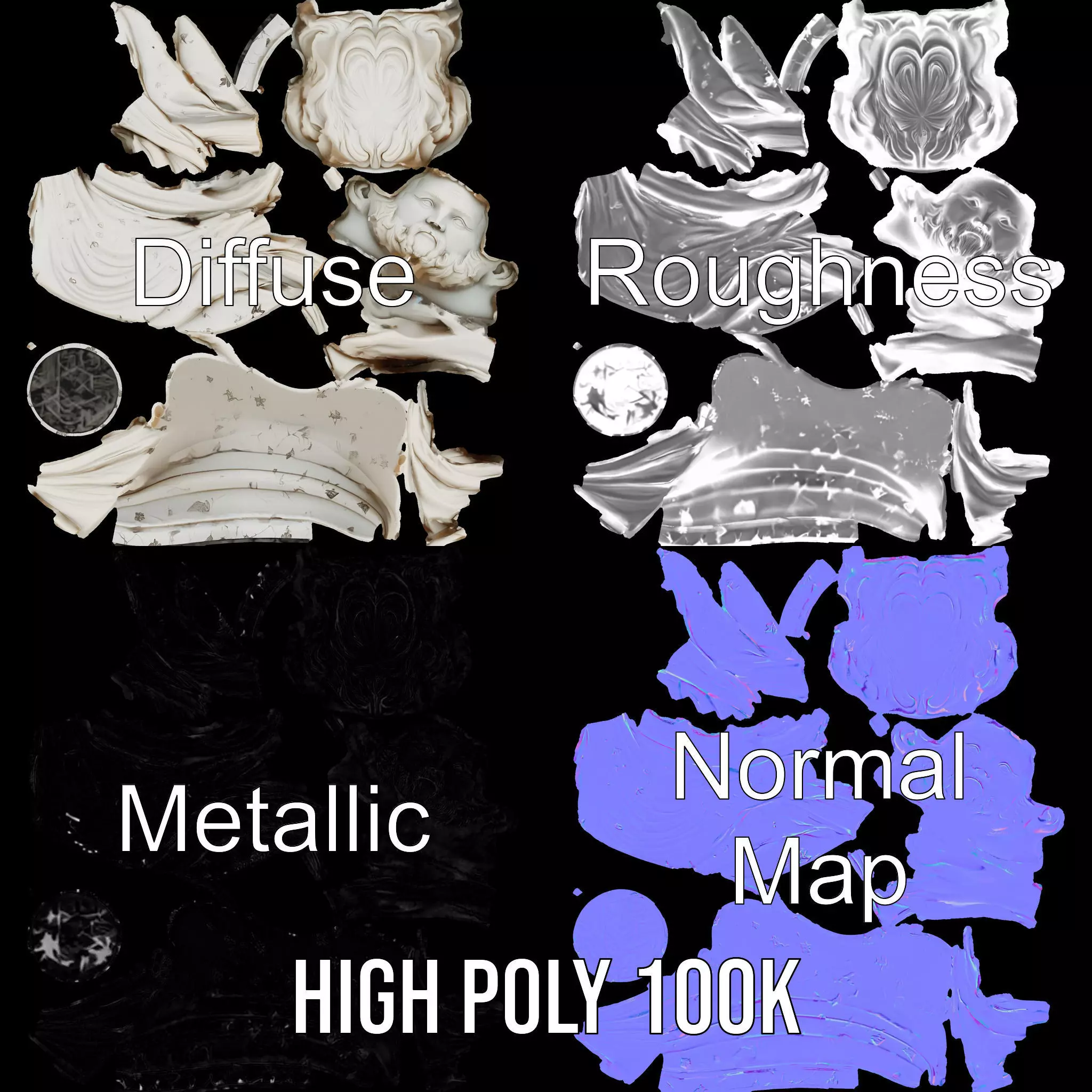 Elegant Marble Bust model pack Low-poly 3D model_3