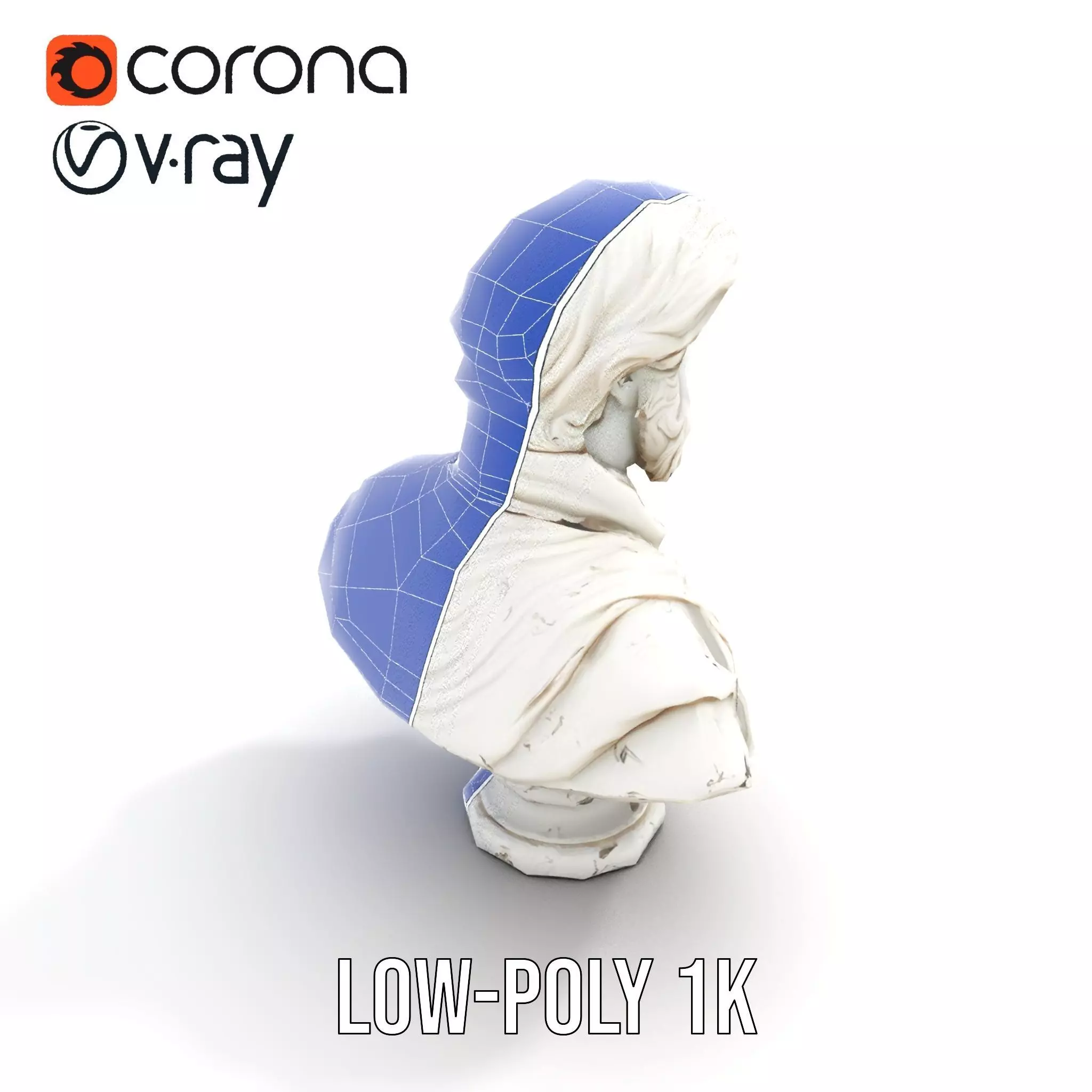 Elegant Marble Bust model pack Low-poly 3D model_22