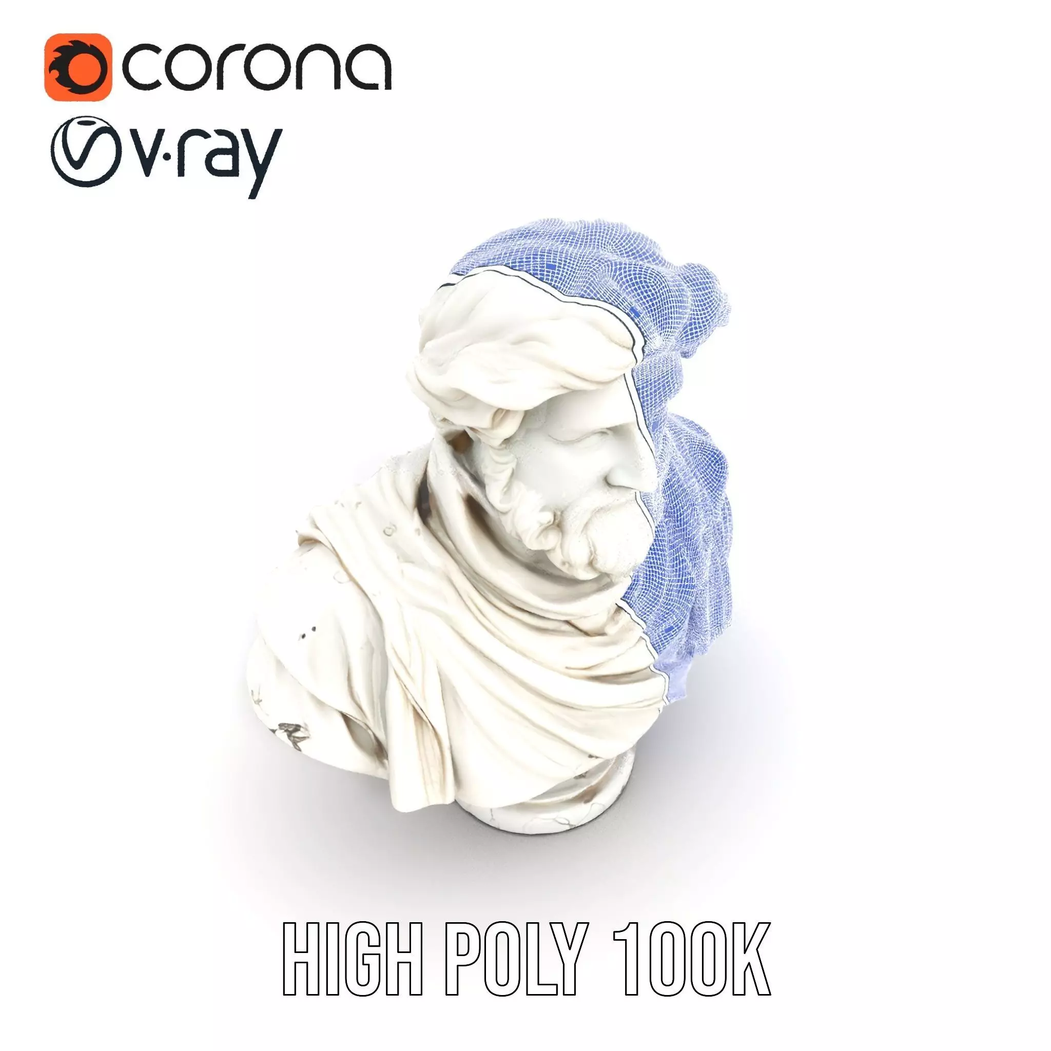 Elegant Marble Bust model pack Low-poly 3D model_29