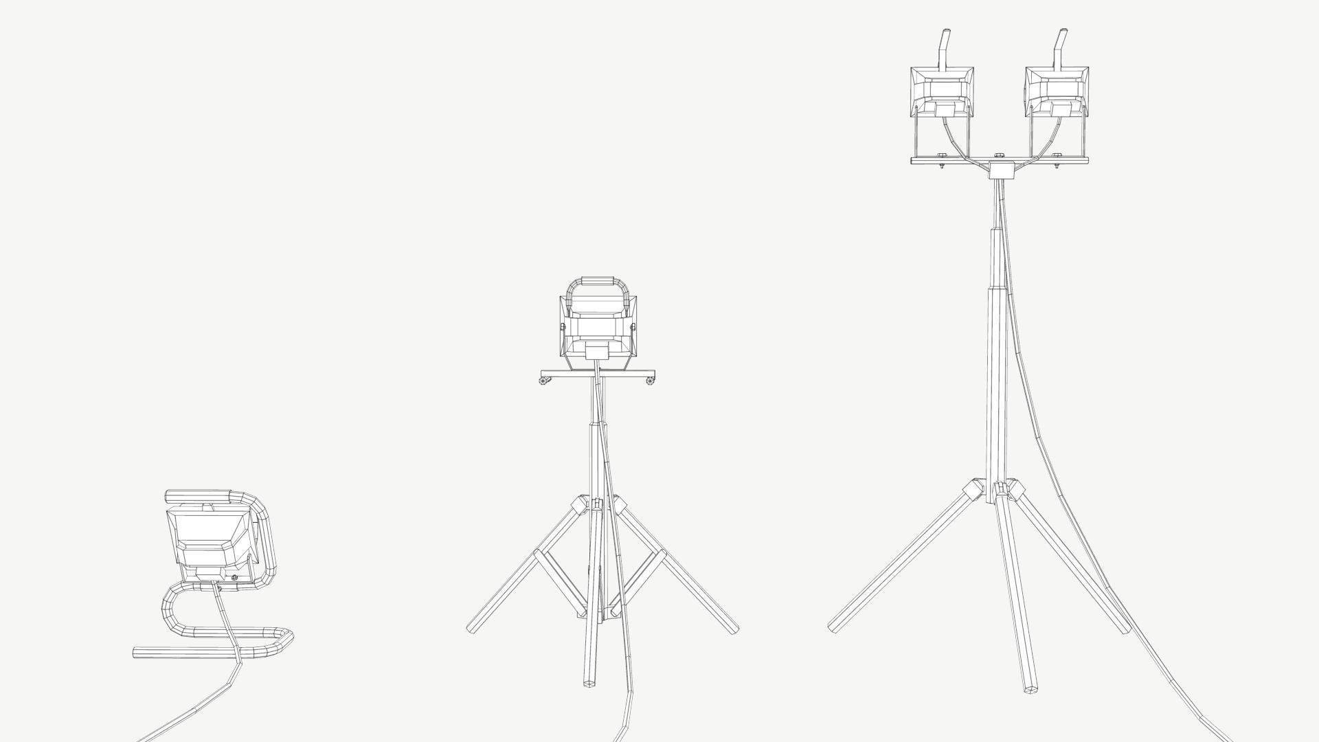 Halogen Work Lights Low-poly 3D model_8