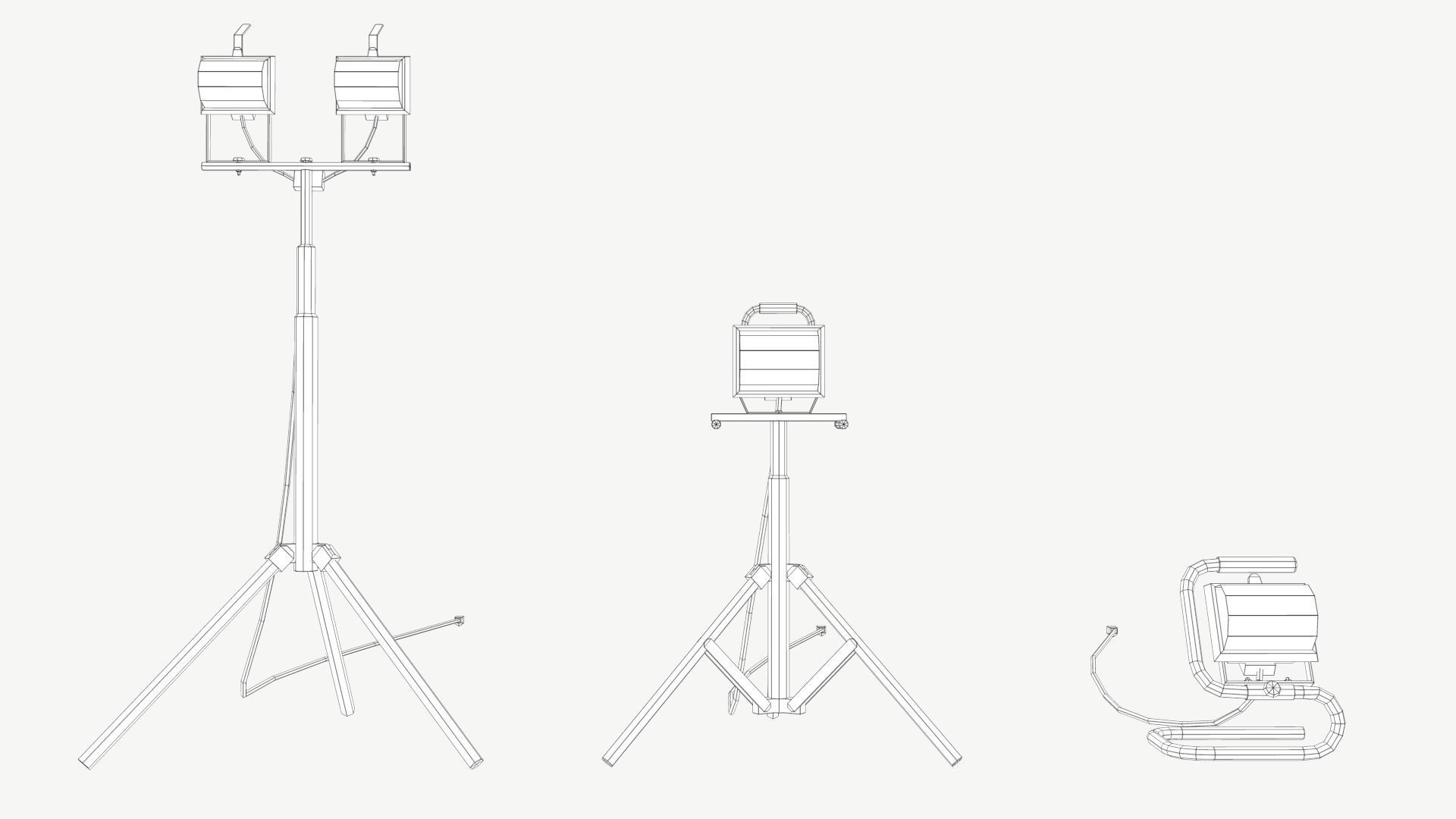 Halogen Work Lights Low-poly 3D model_14