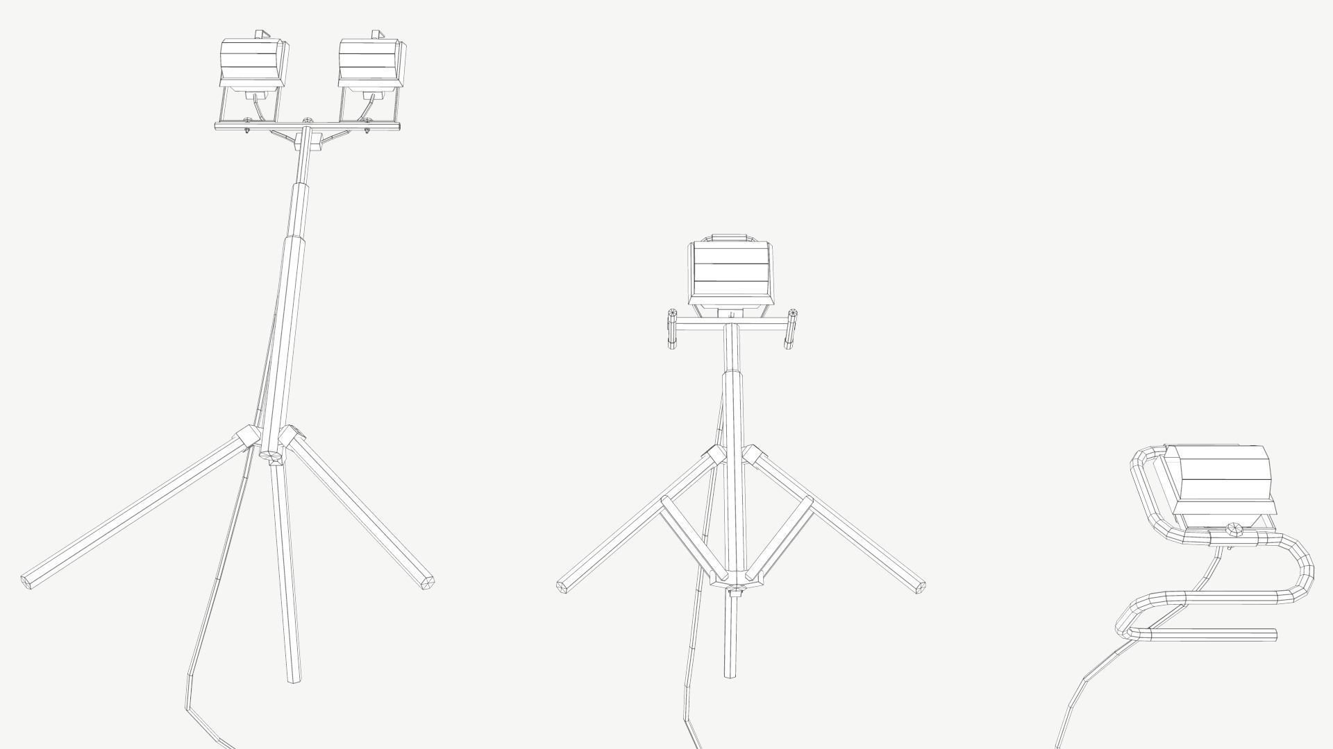 Halogen Work Lights Low-poly 3D model_12