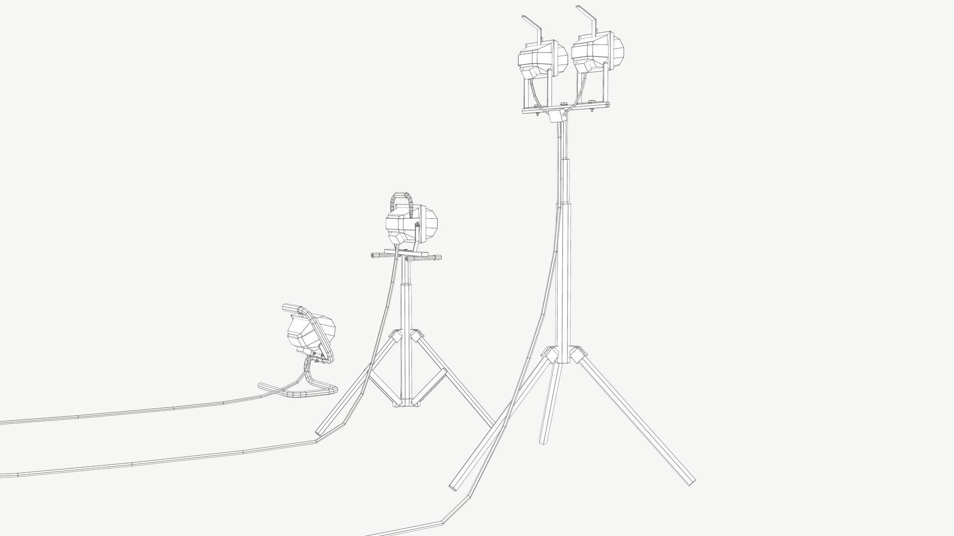 Halogen Work Lights Low-poly 3D model_6