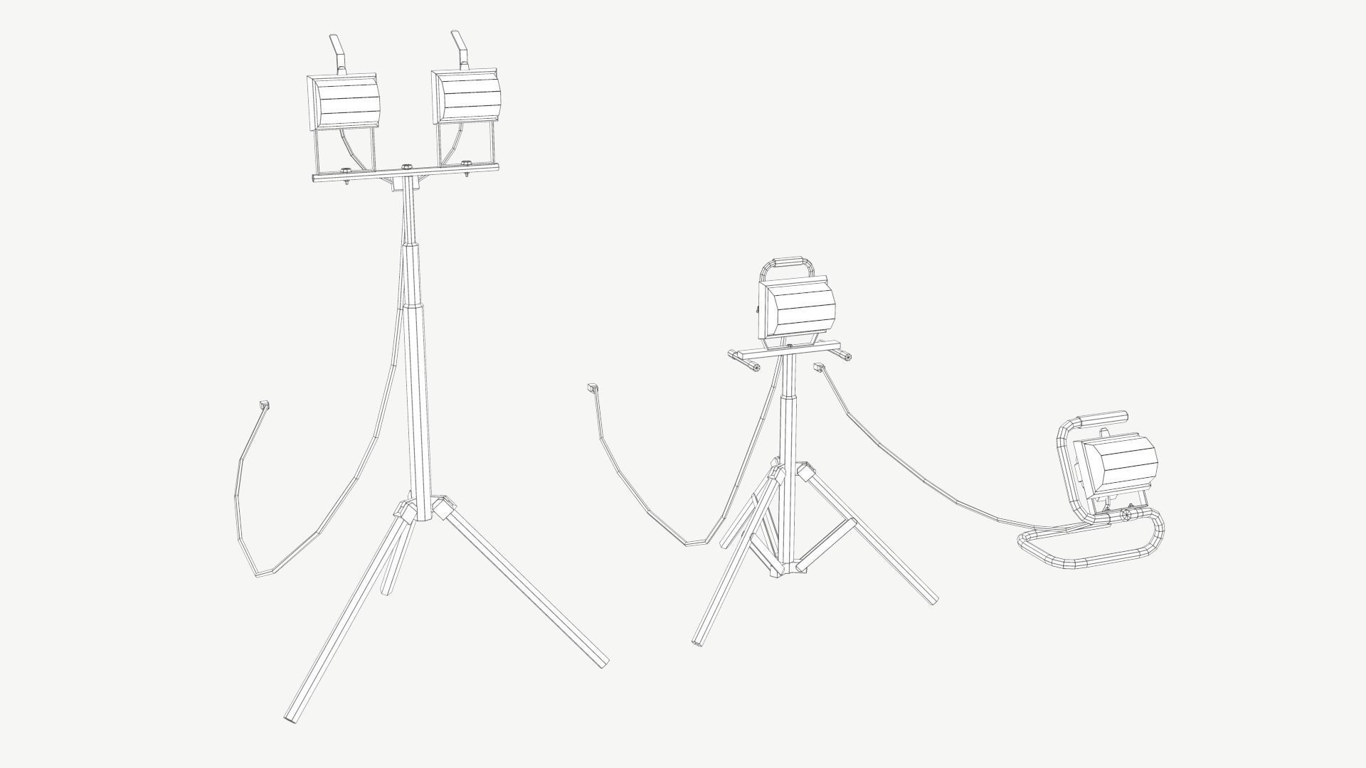 Halogen Work Lights Low-poly 3D model_2