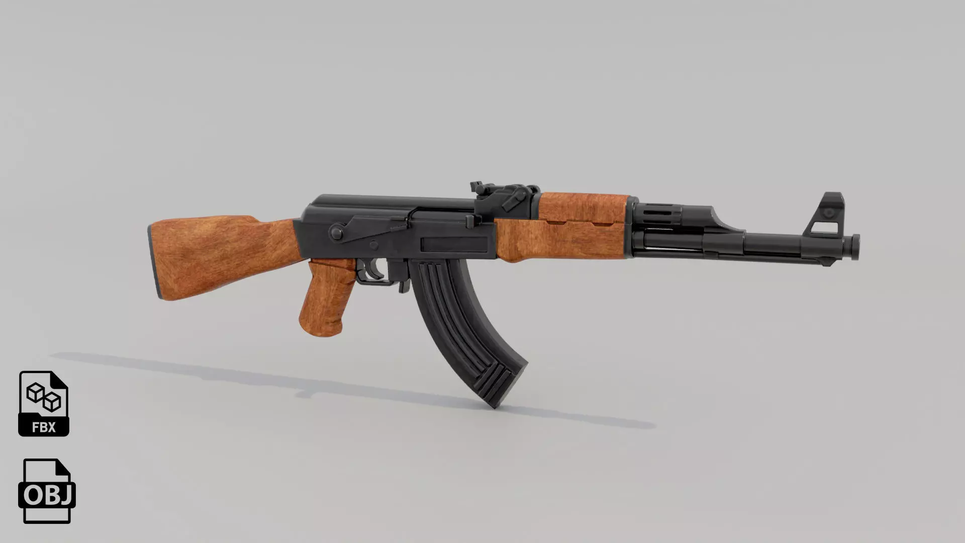AKM Assault Rifle Low-poly 3D model