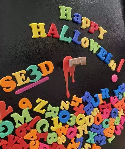 Stab Wound Fridge Magnet Bloody Knife Horror Halloween Decor