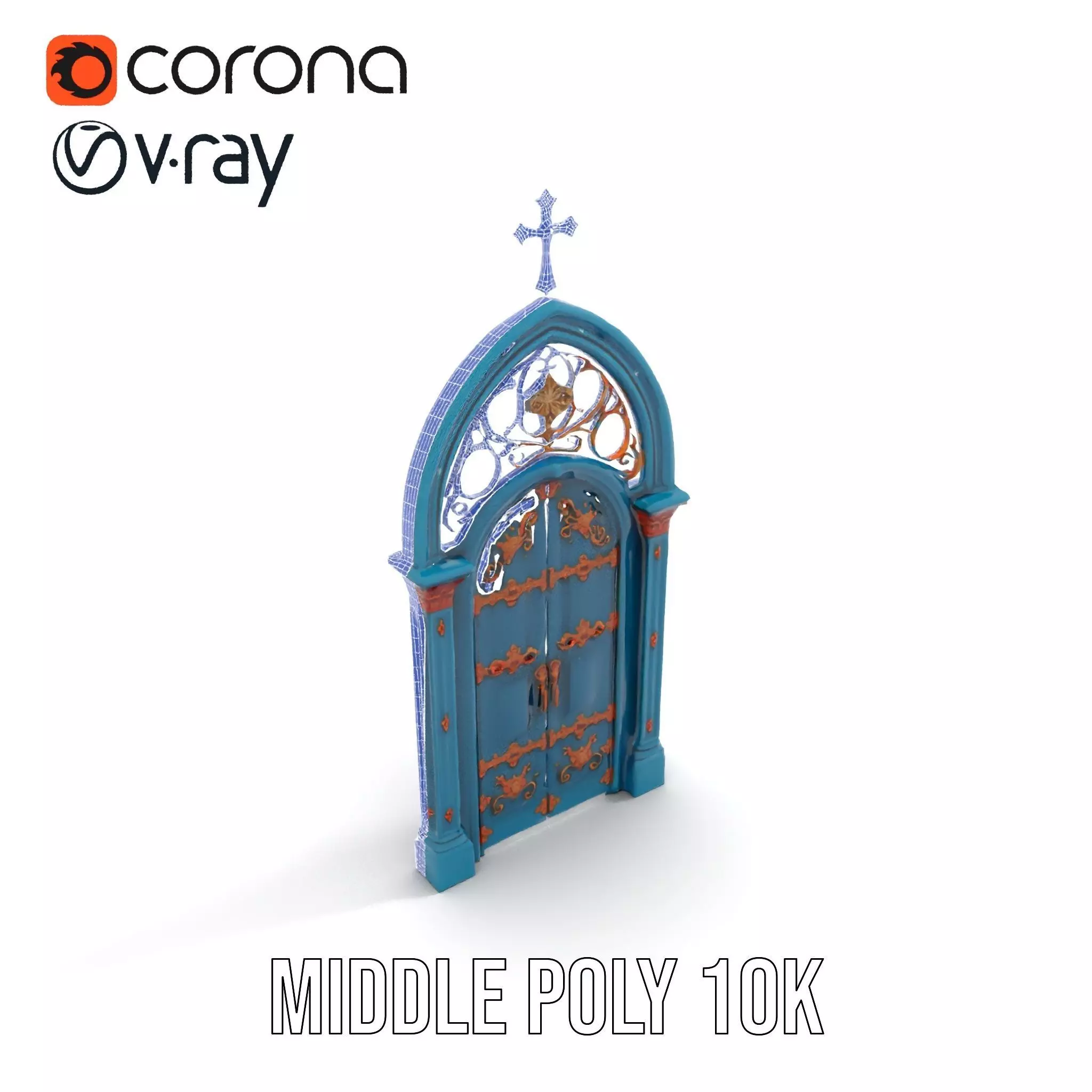 Gothic Teal Door model pack Low-poly 3D model_22