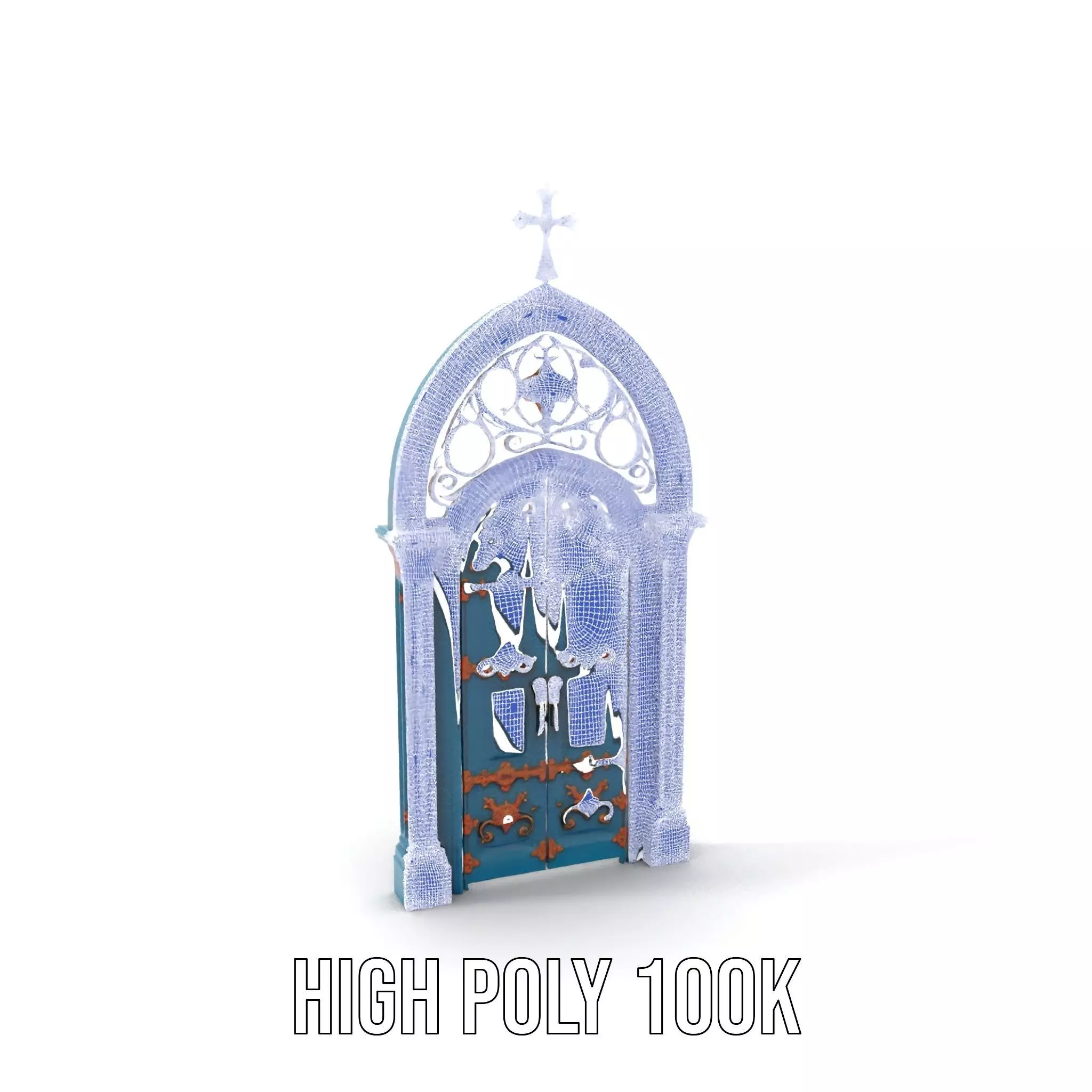 Gothic Teal Door model pack Low-poly 3D model_4