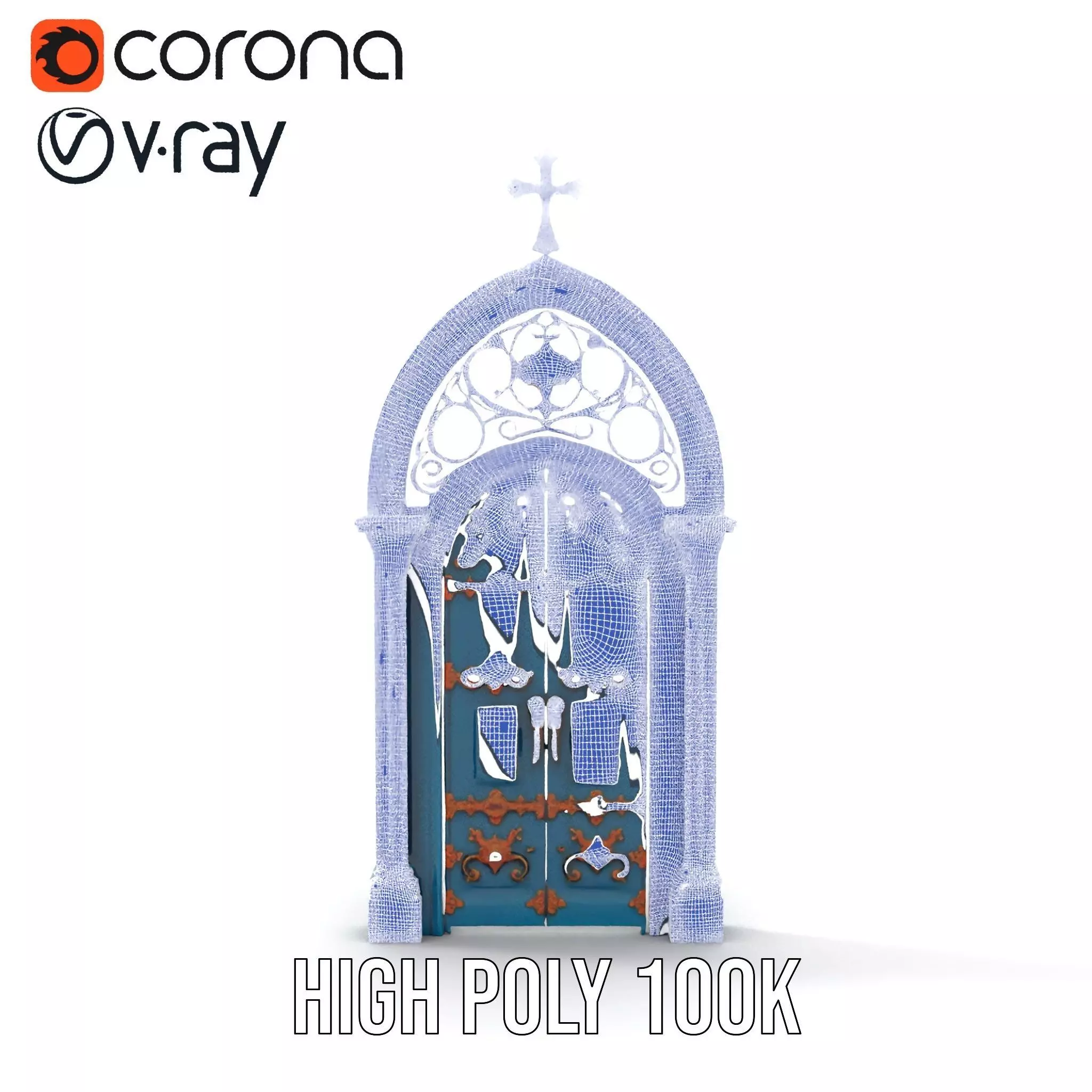 Gothic Teal Door model pack Low-poly 3D model_32