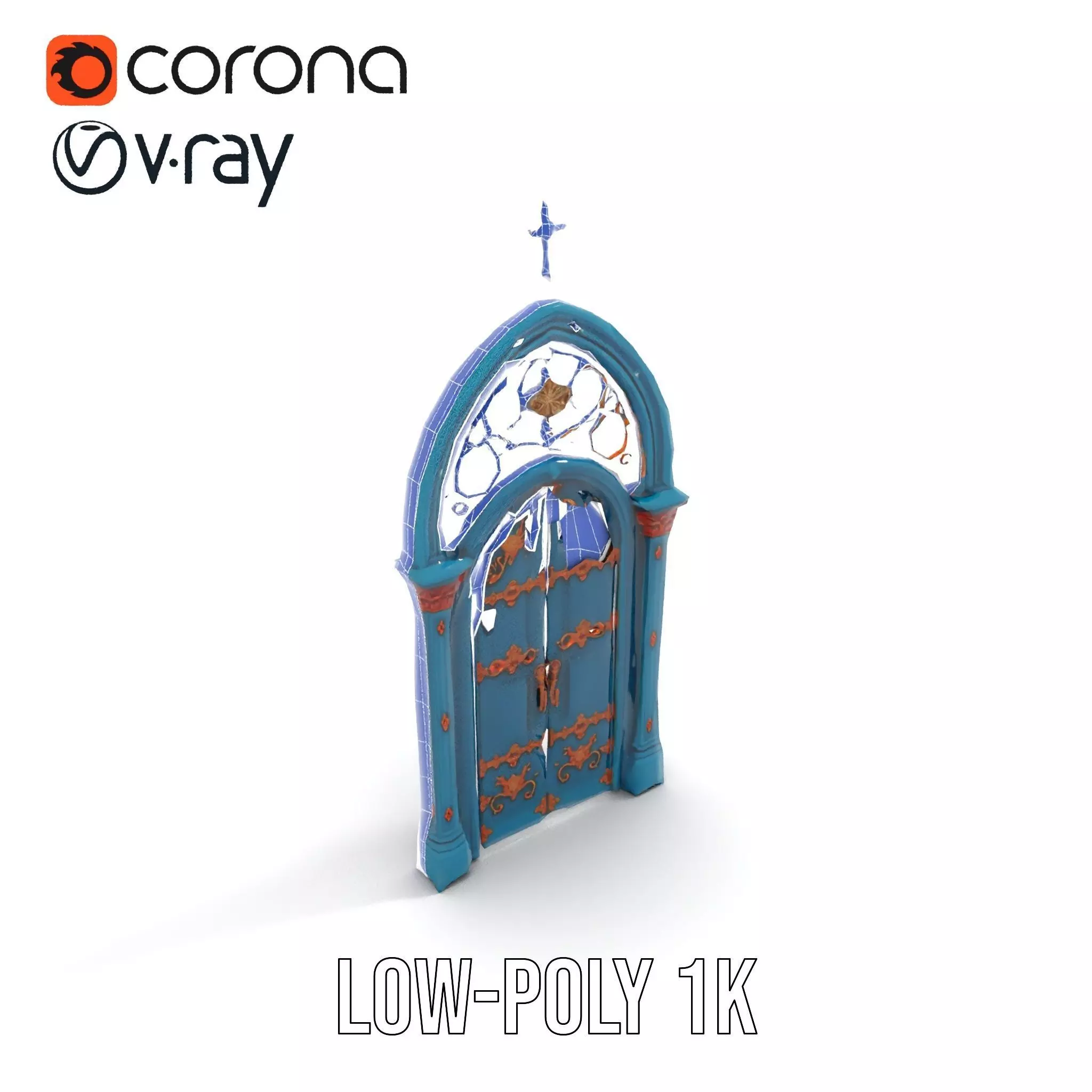 Gothic Teal Door model pack Low-poly 3D model_30