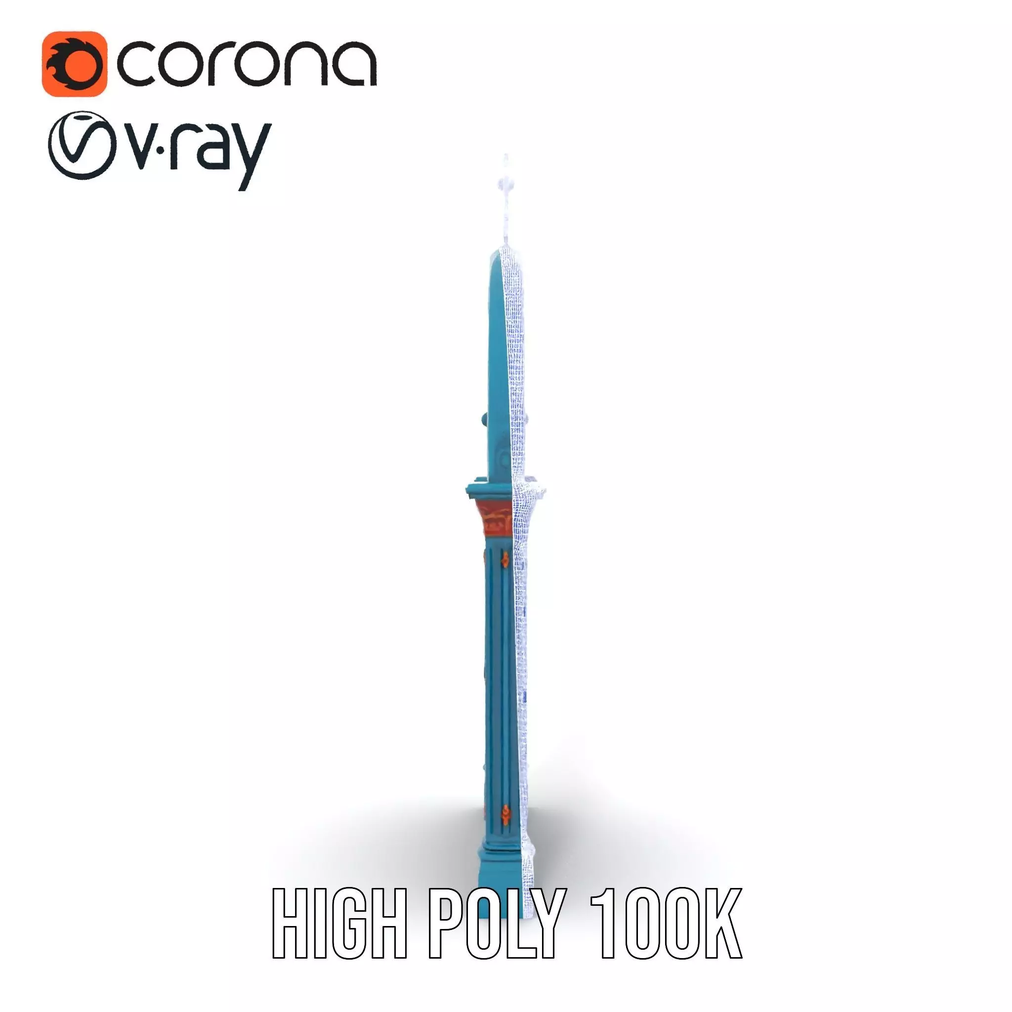 Gothic Teal Door model pack Low-poly 3D model_33