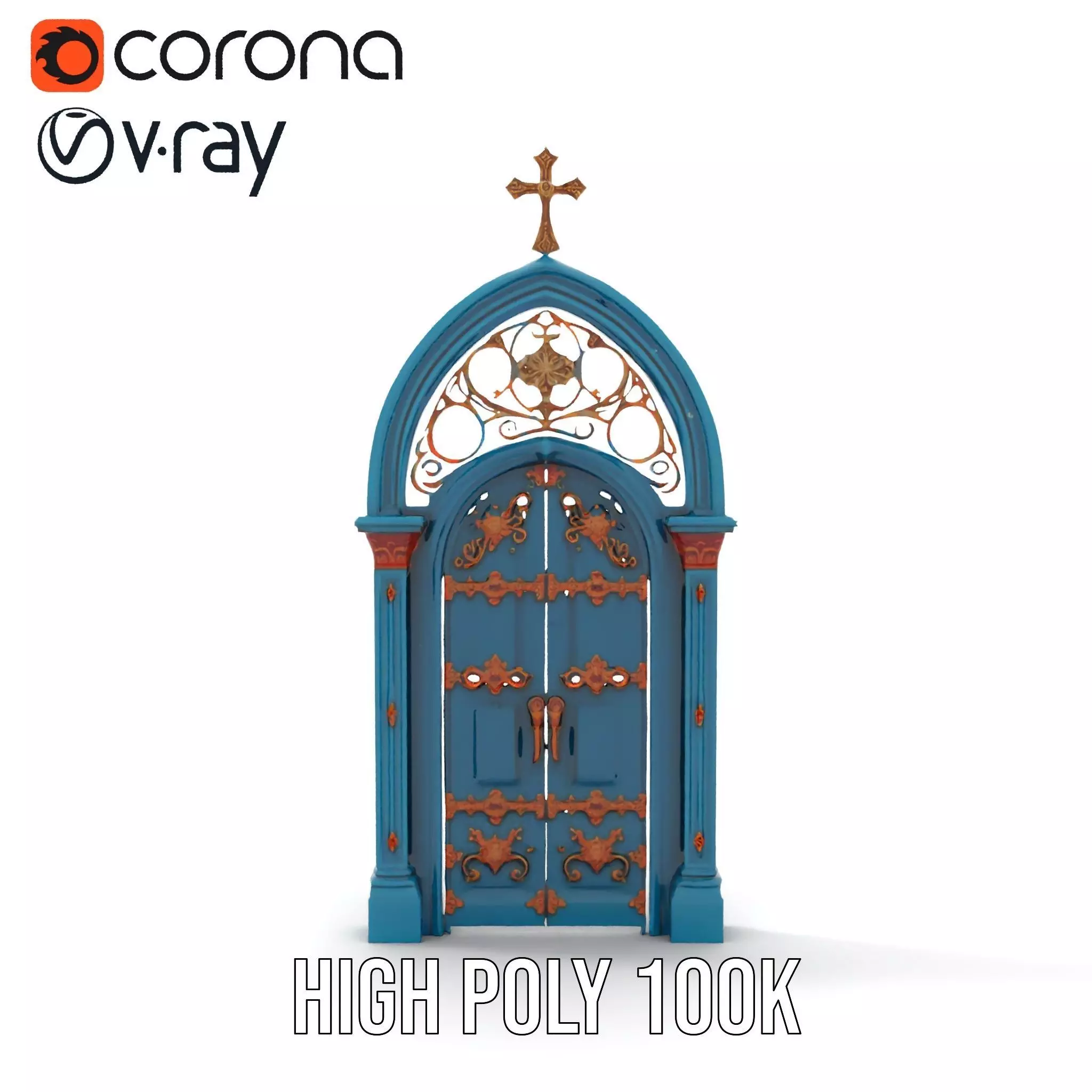 Gothic Teal Door model pack Low-poly 3D model_21
