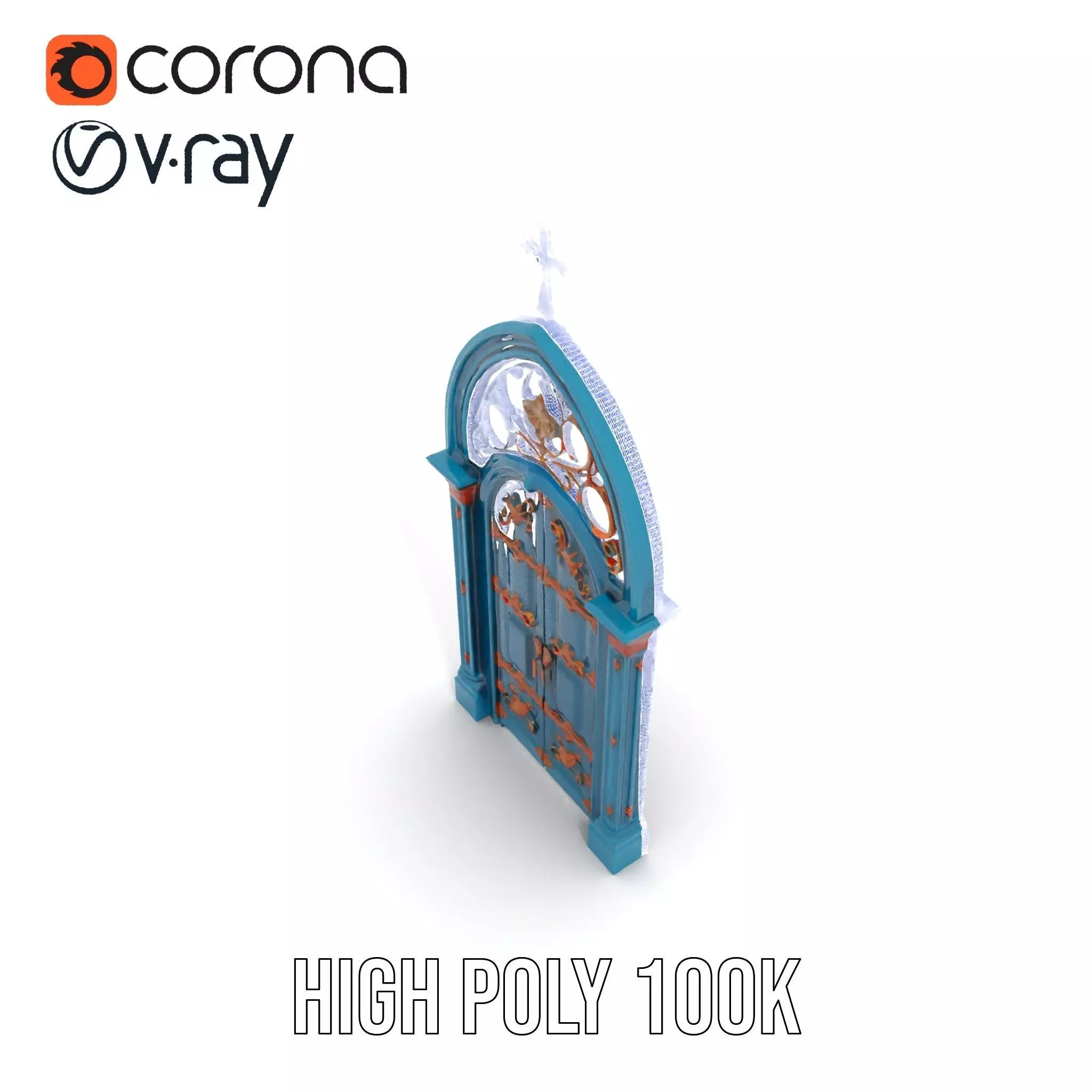 Gothic Teal Door model pack Low-poly 3D model_31