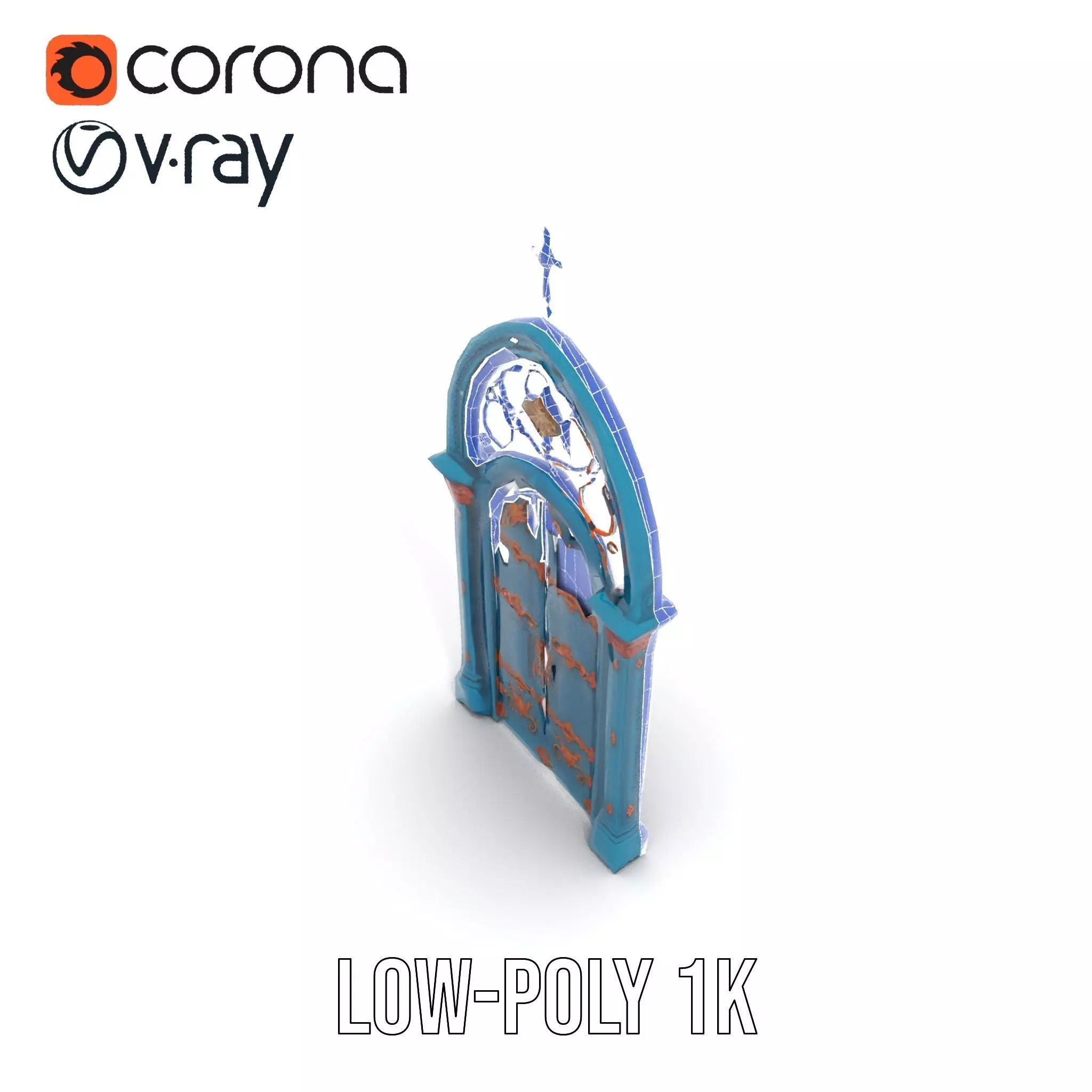 Gothic Teal Door model pack Low-poly 3D model_28